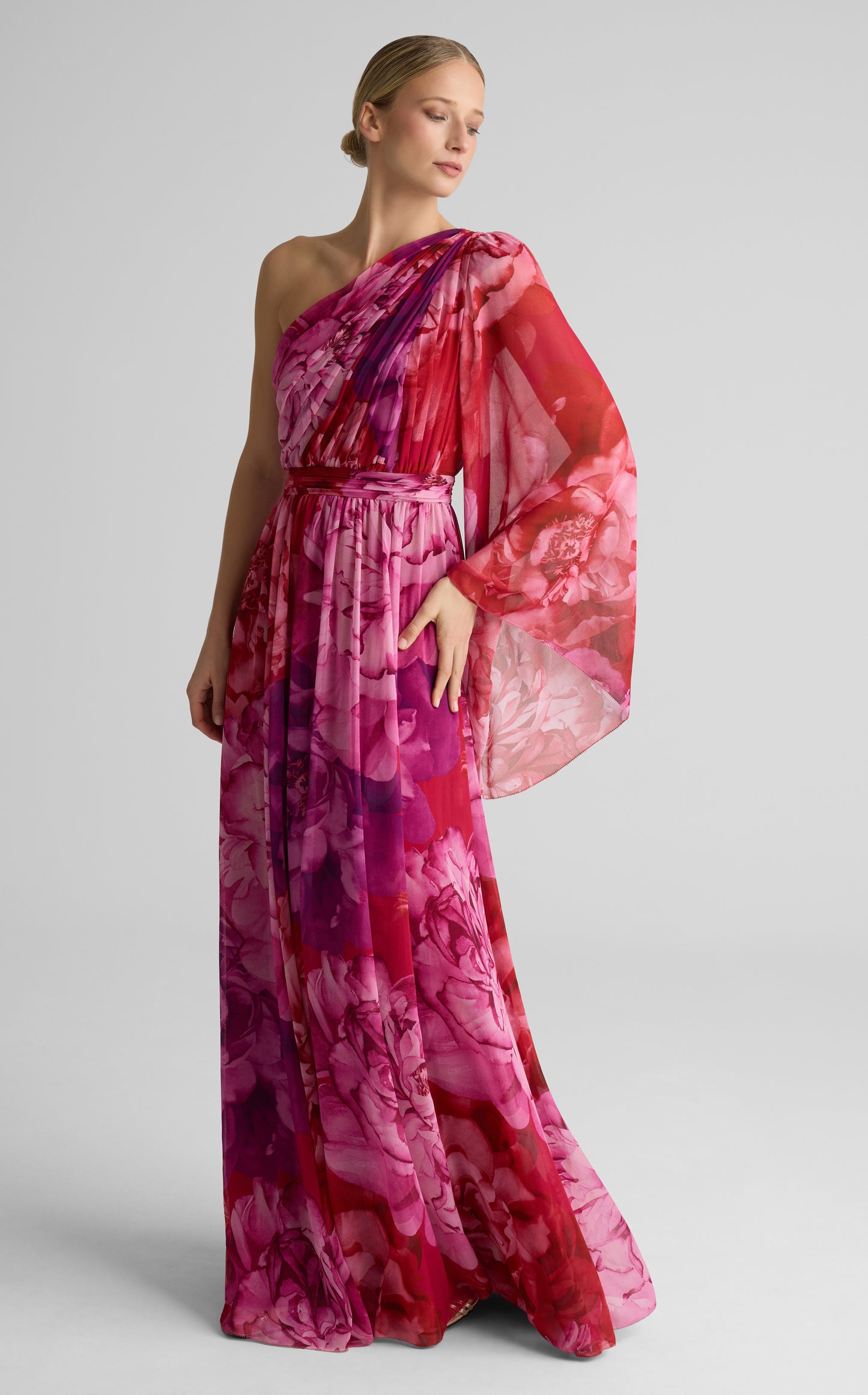 Paloma Gown In Le Jardin Print Georgette