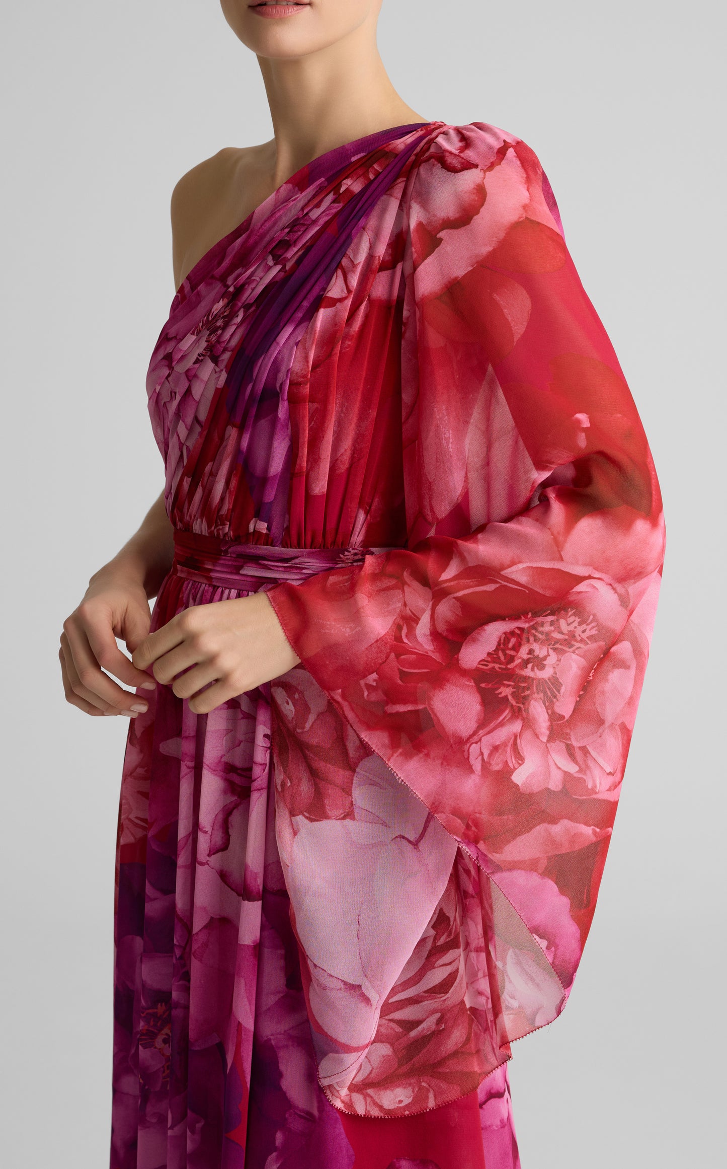 Paloma Gown In Le Jardin Print Georgette