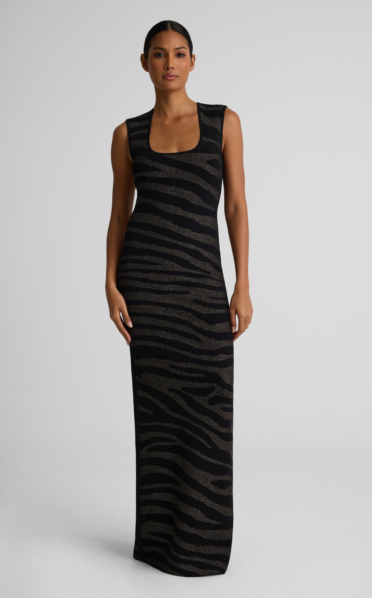 Lynn Gown In Zebra Santa Roma Knit