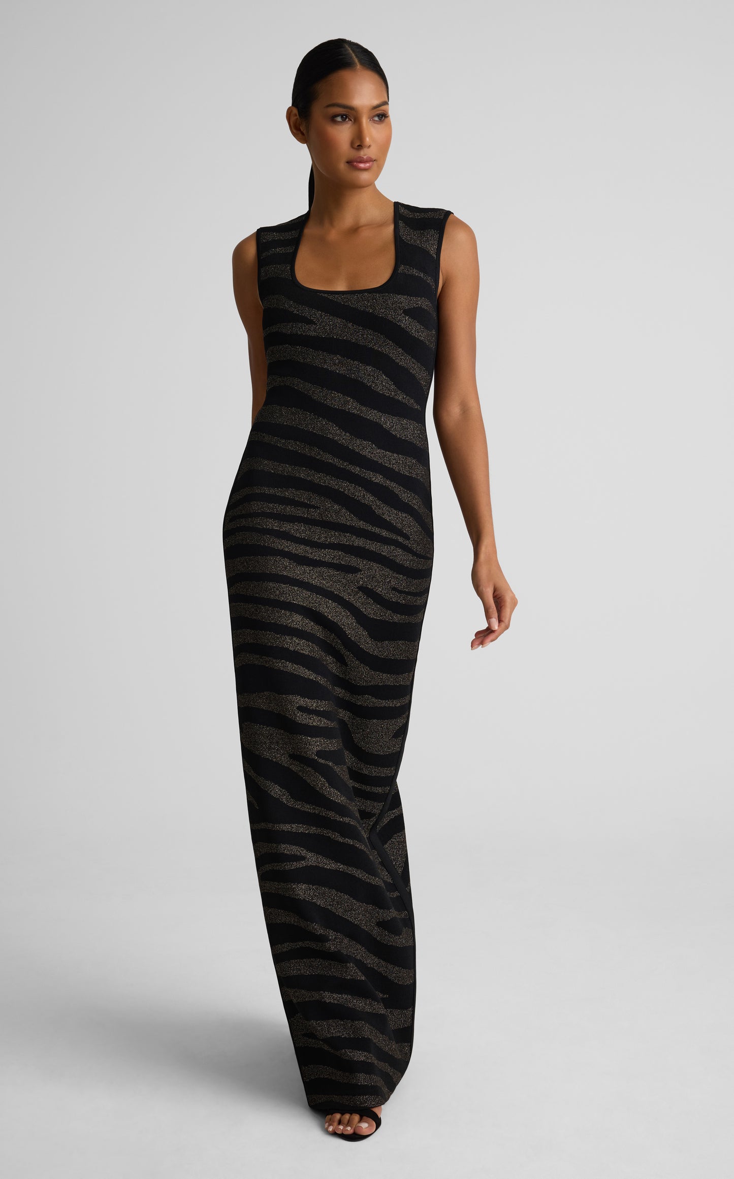 Lynn Gown In Zebra Santa Roma Knit