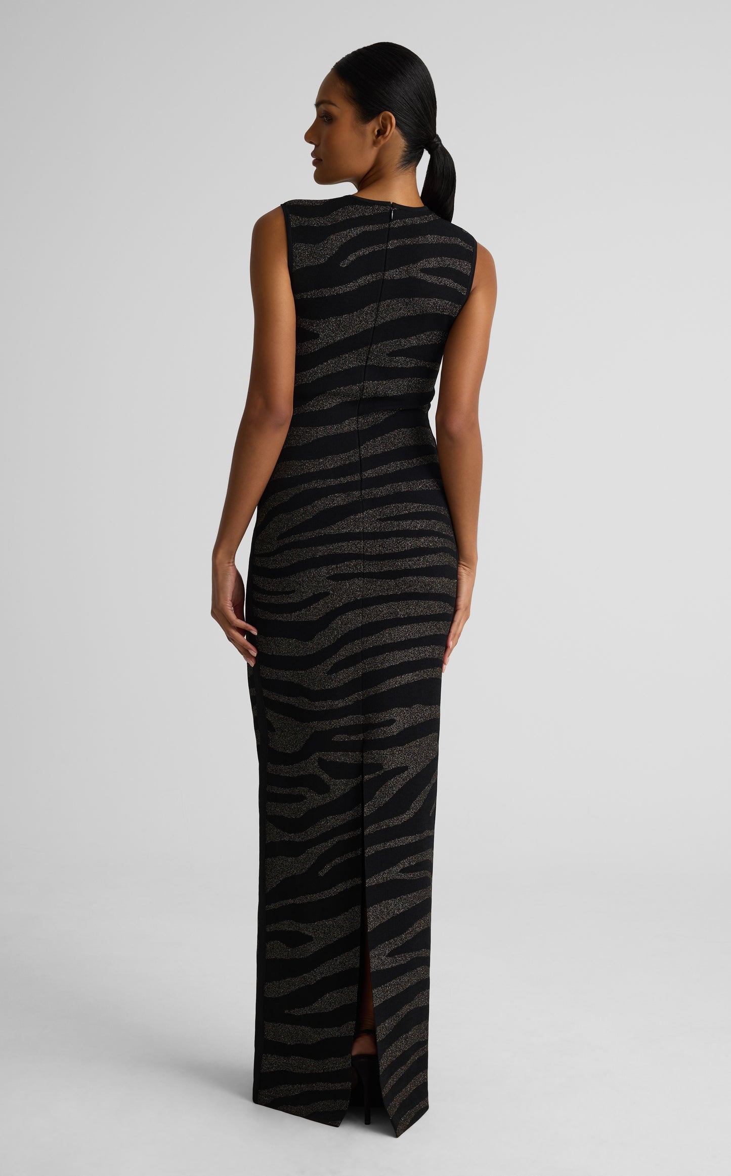 Lynn Gown In Zebra Santa Roma Knit