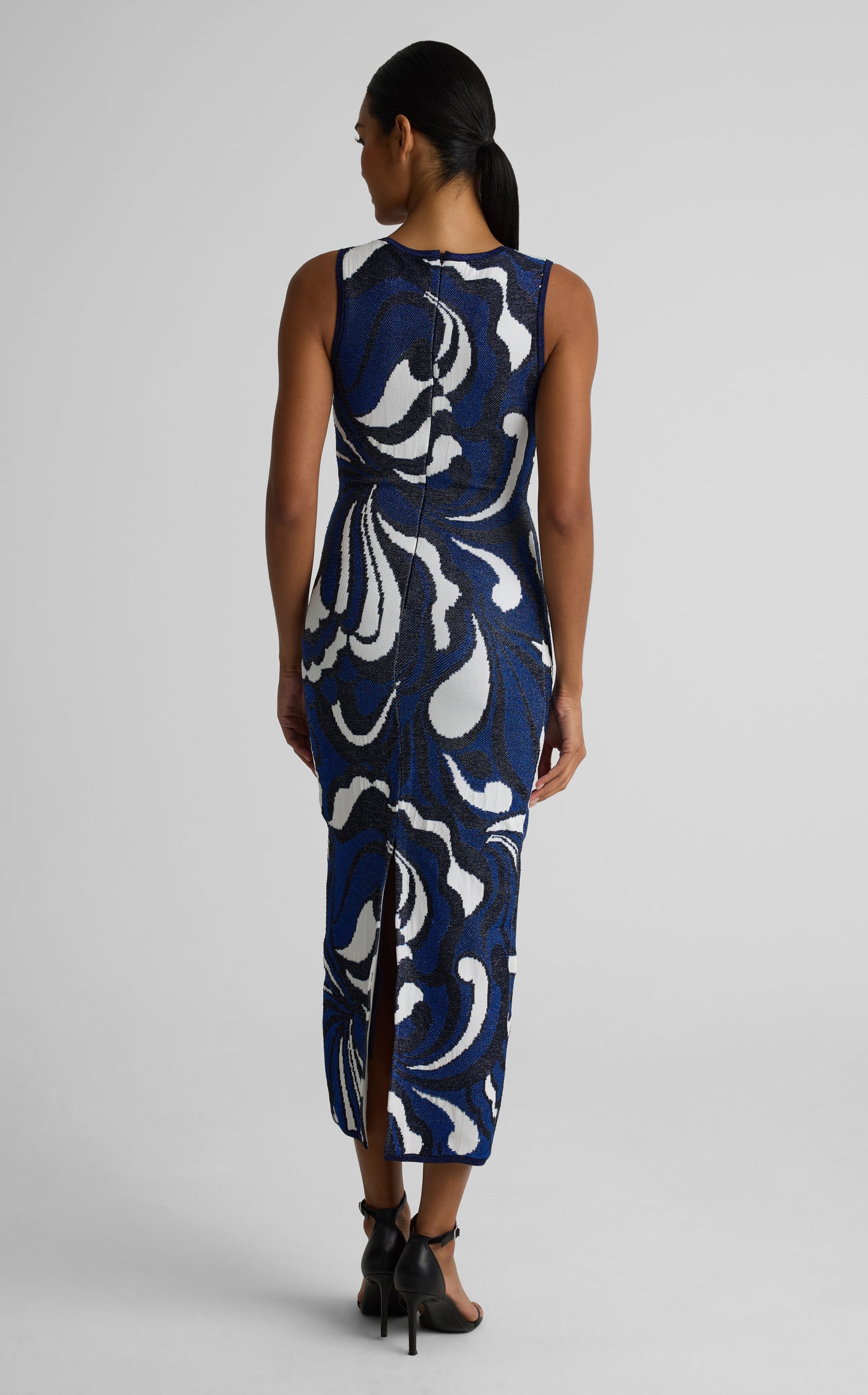 Lynn Dress In Mid Century Scroll Jacquard Knit