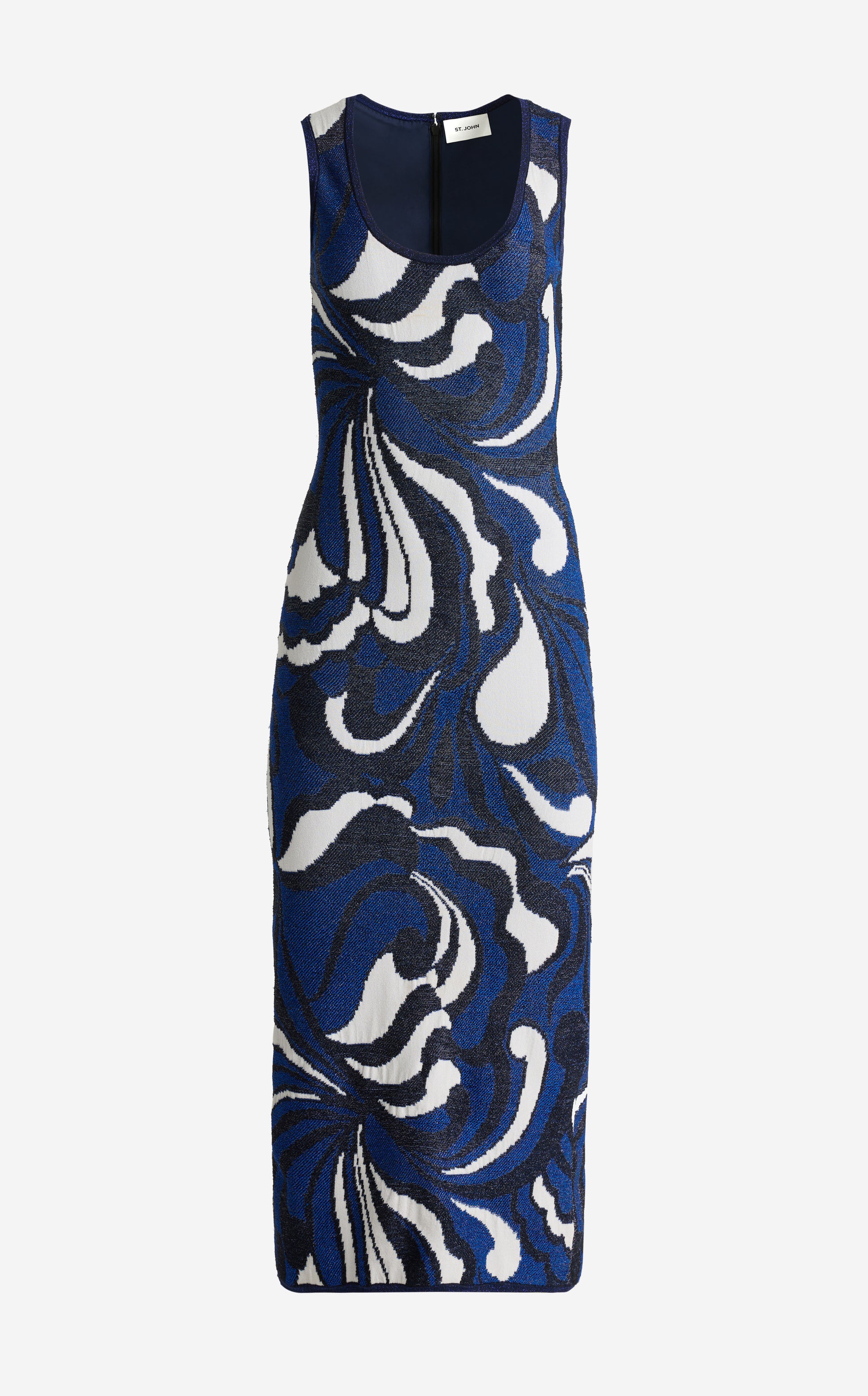 Lynn Dress In Mid Century Scroll Jacquard Knit