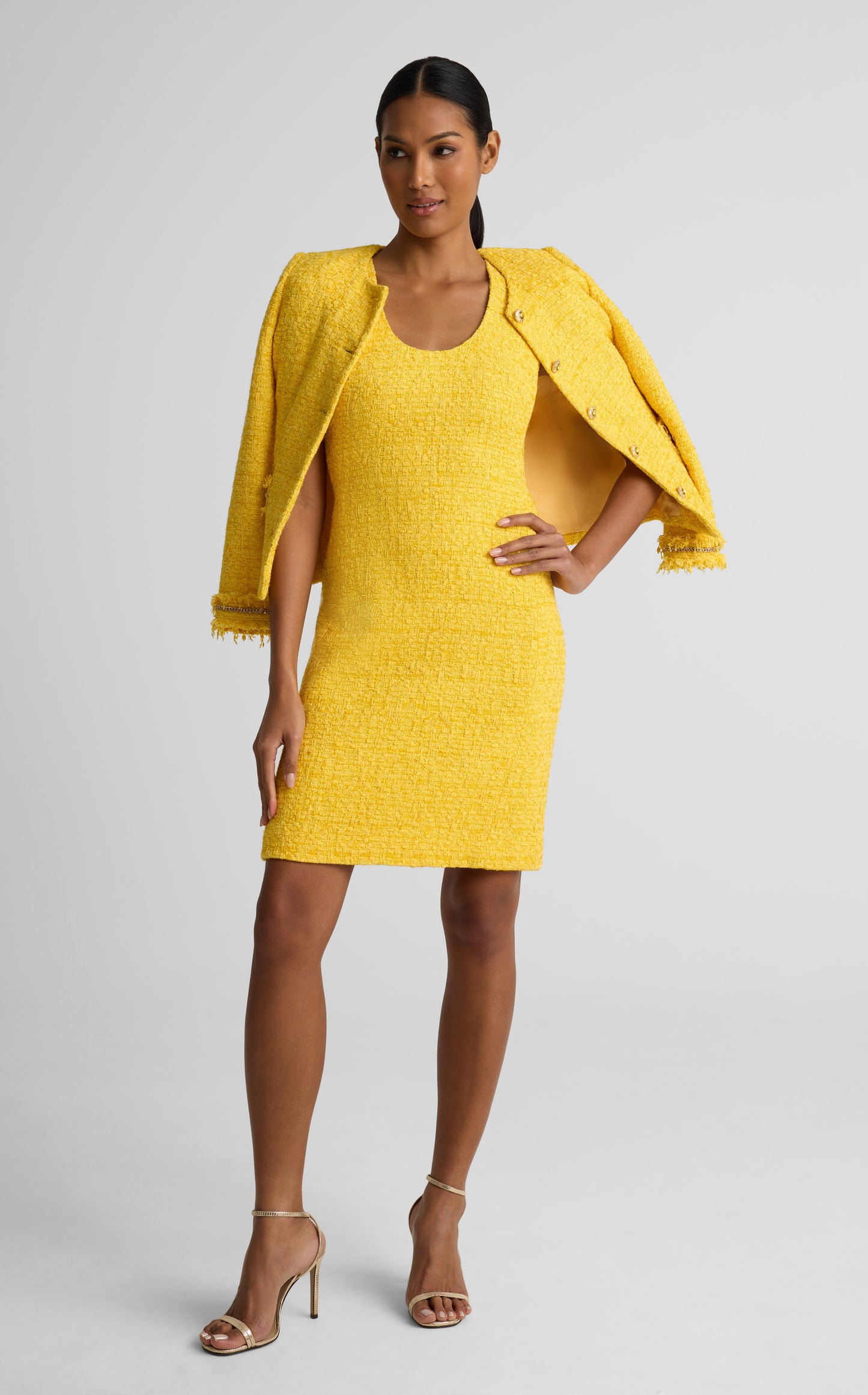 Dorene Dress In Gold Coast Tweed