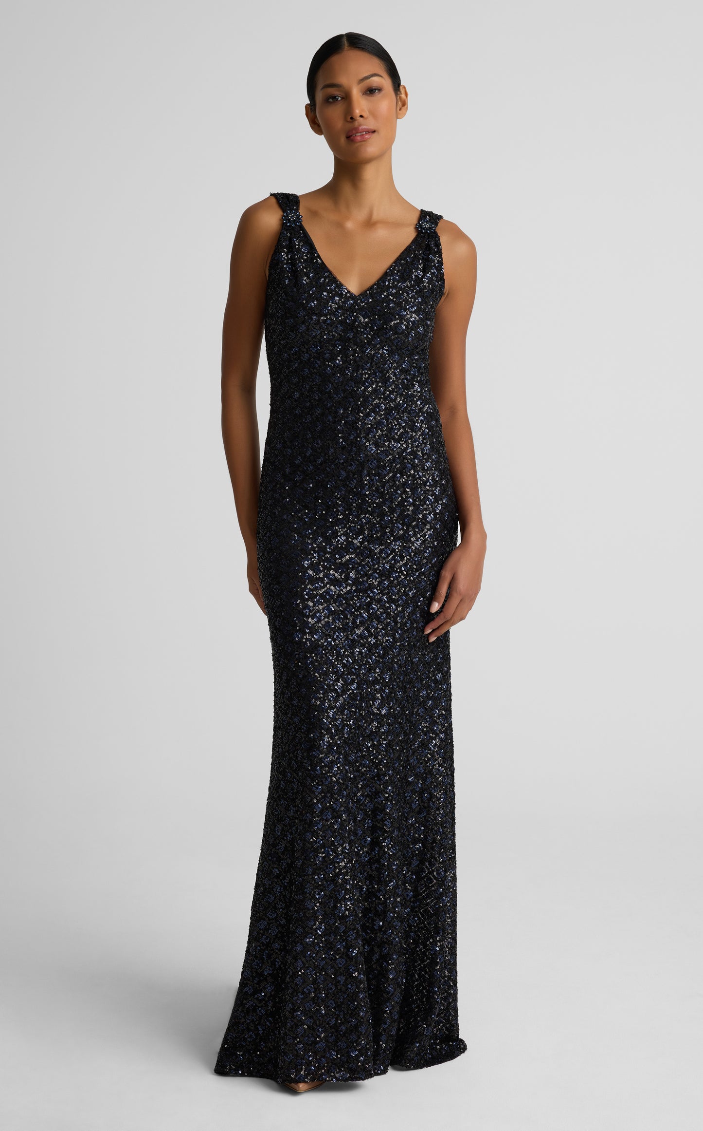 Wendy Gown In Geo Sequin Embroidered Tulle