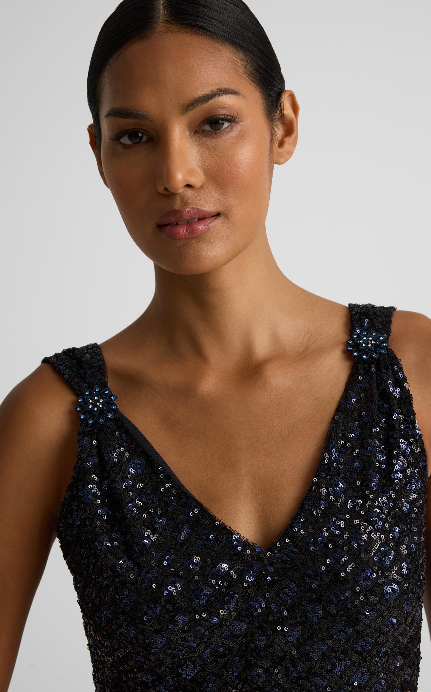 Wendy Gown In Geo Sequin Embroidered Tulle