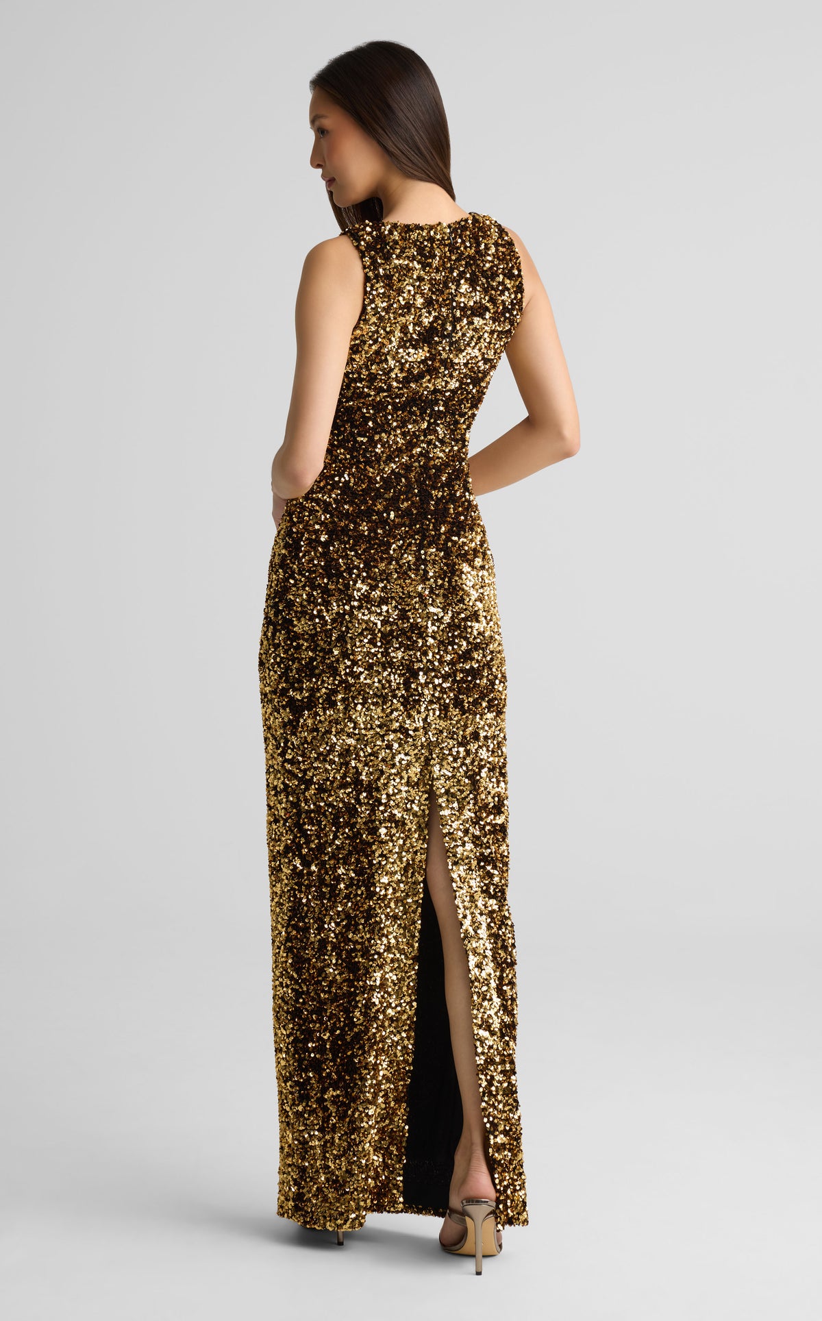 Gown In Pailette Embroidered Stretch Velvet