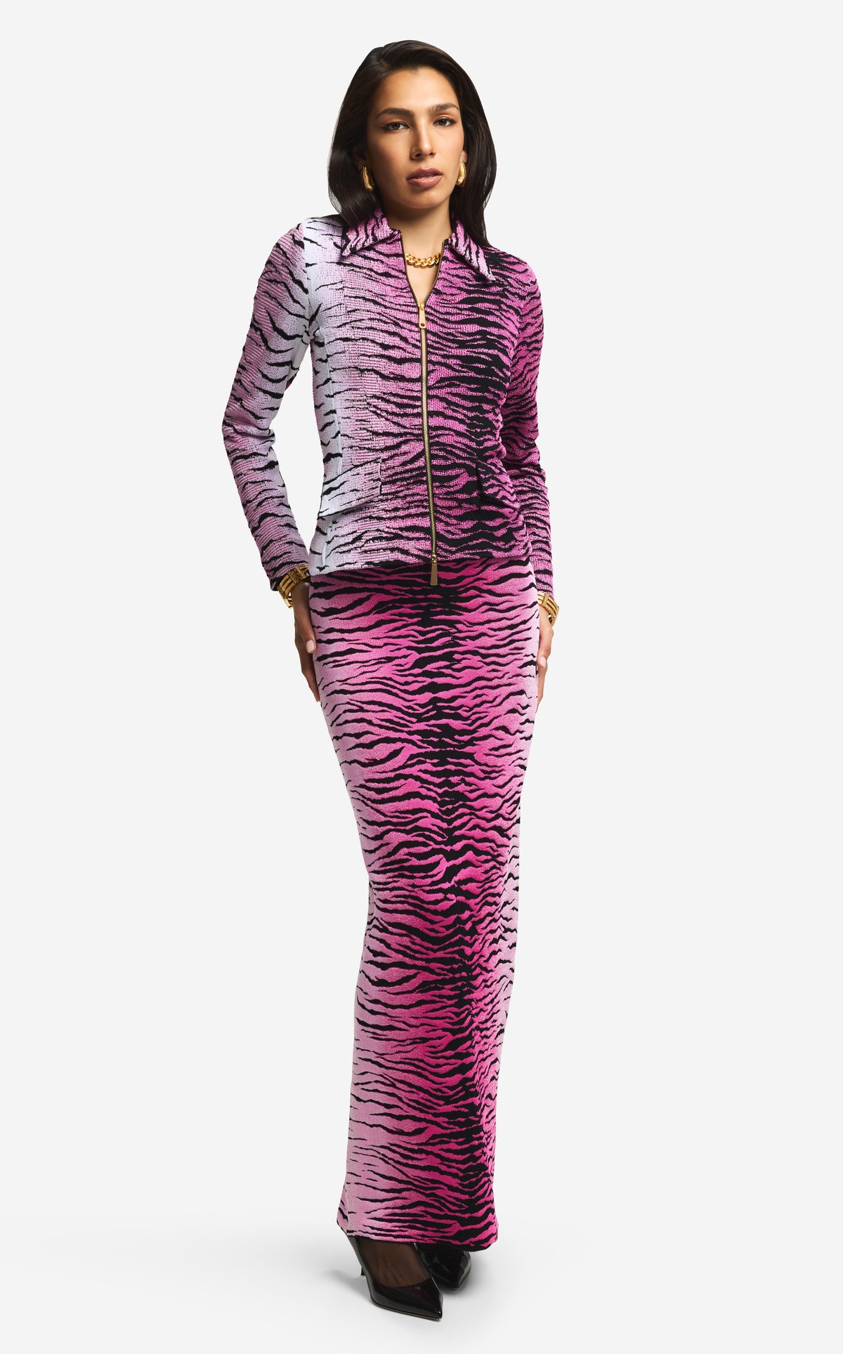 Gown in Tiger Jacquard