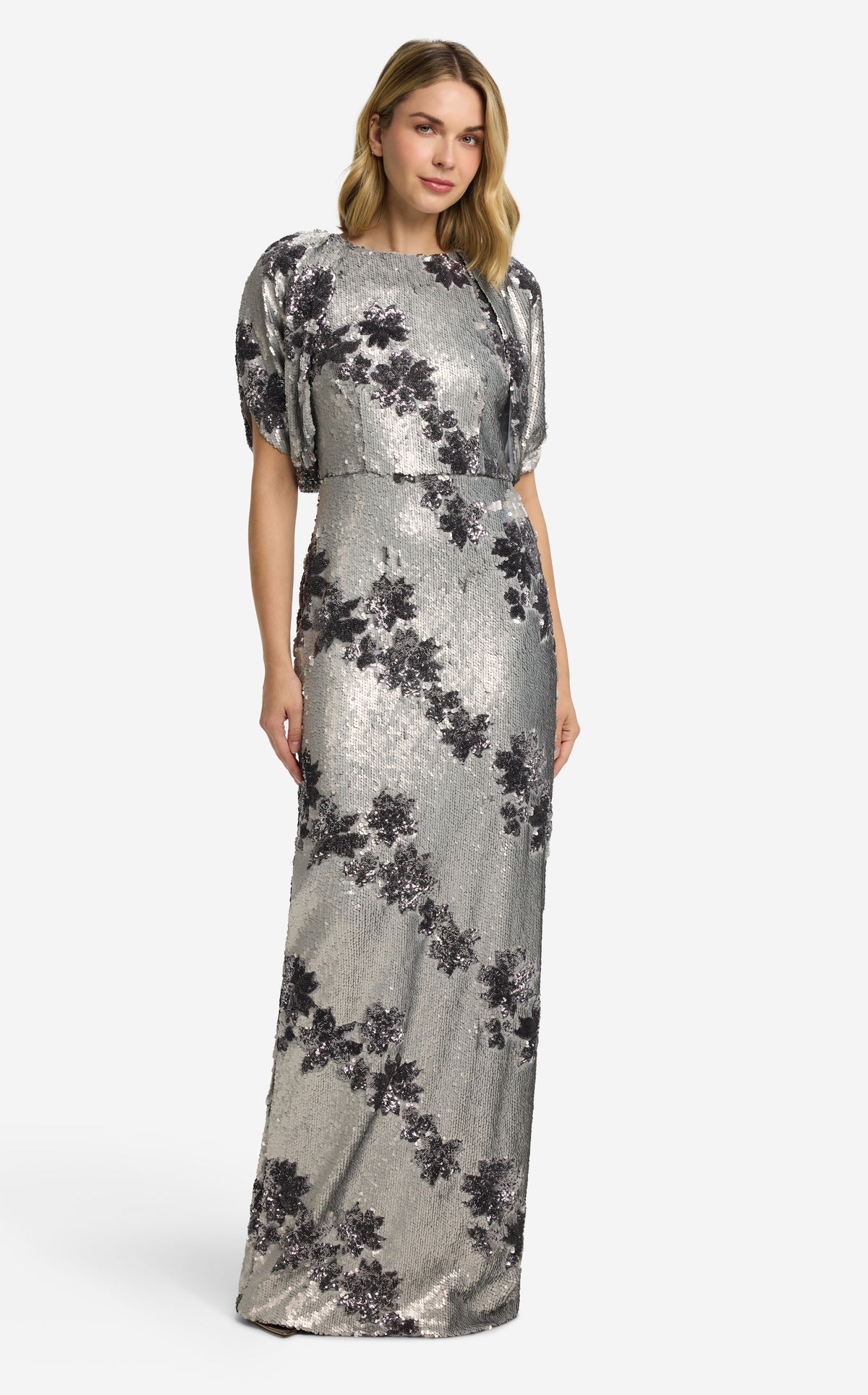 Gown in Diagonal Garland Sequin