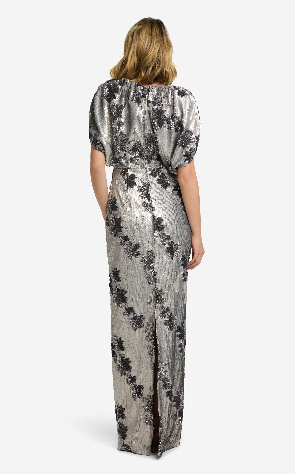 Gown in Diagonal Garland Sequin