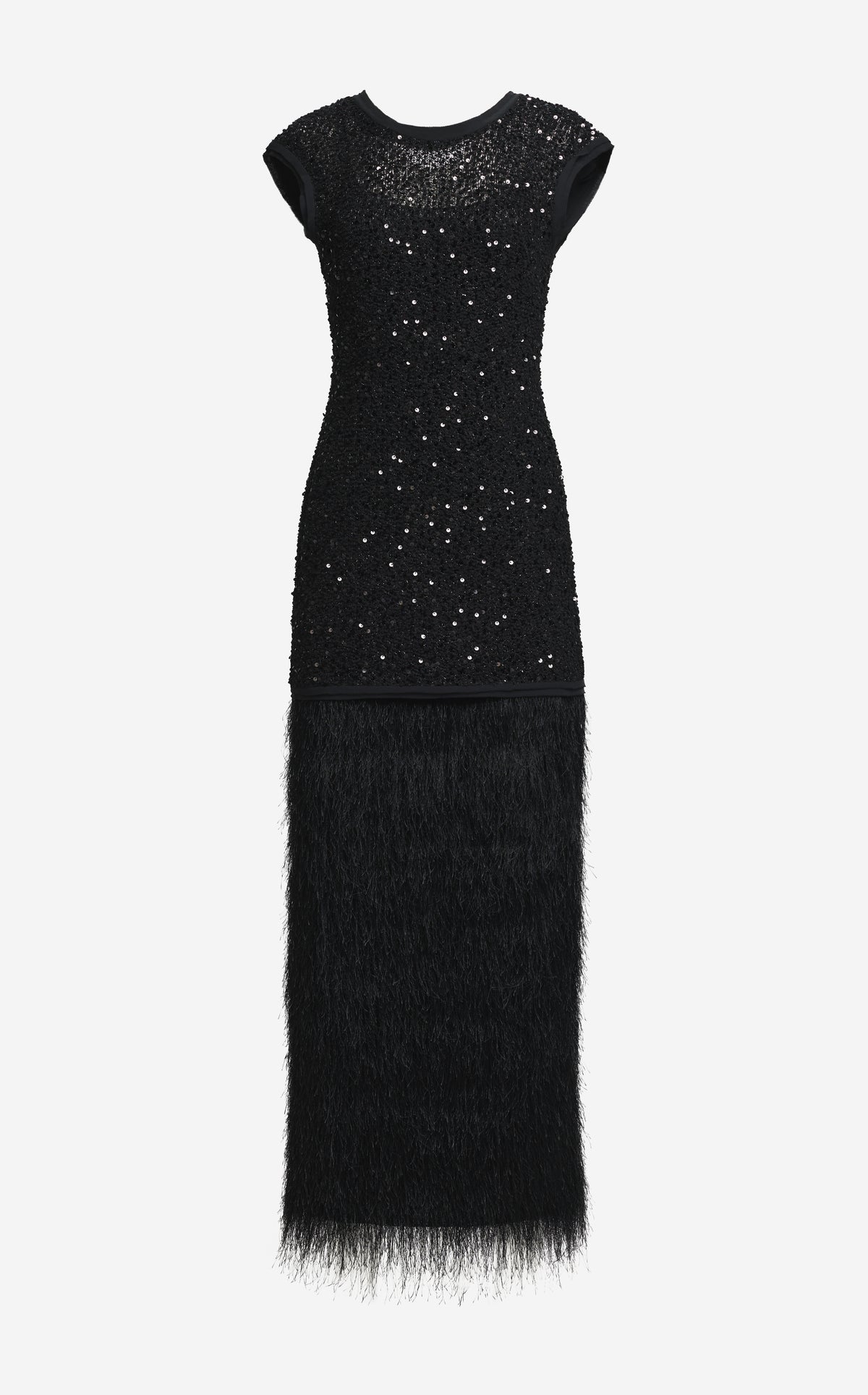 Dress in Sequin Tweed & Fringe