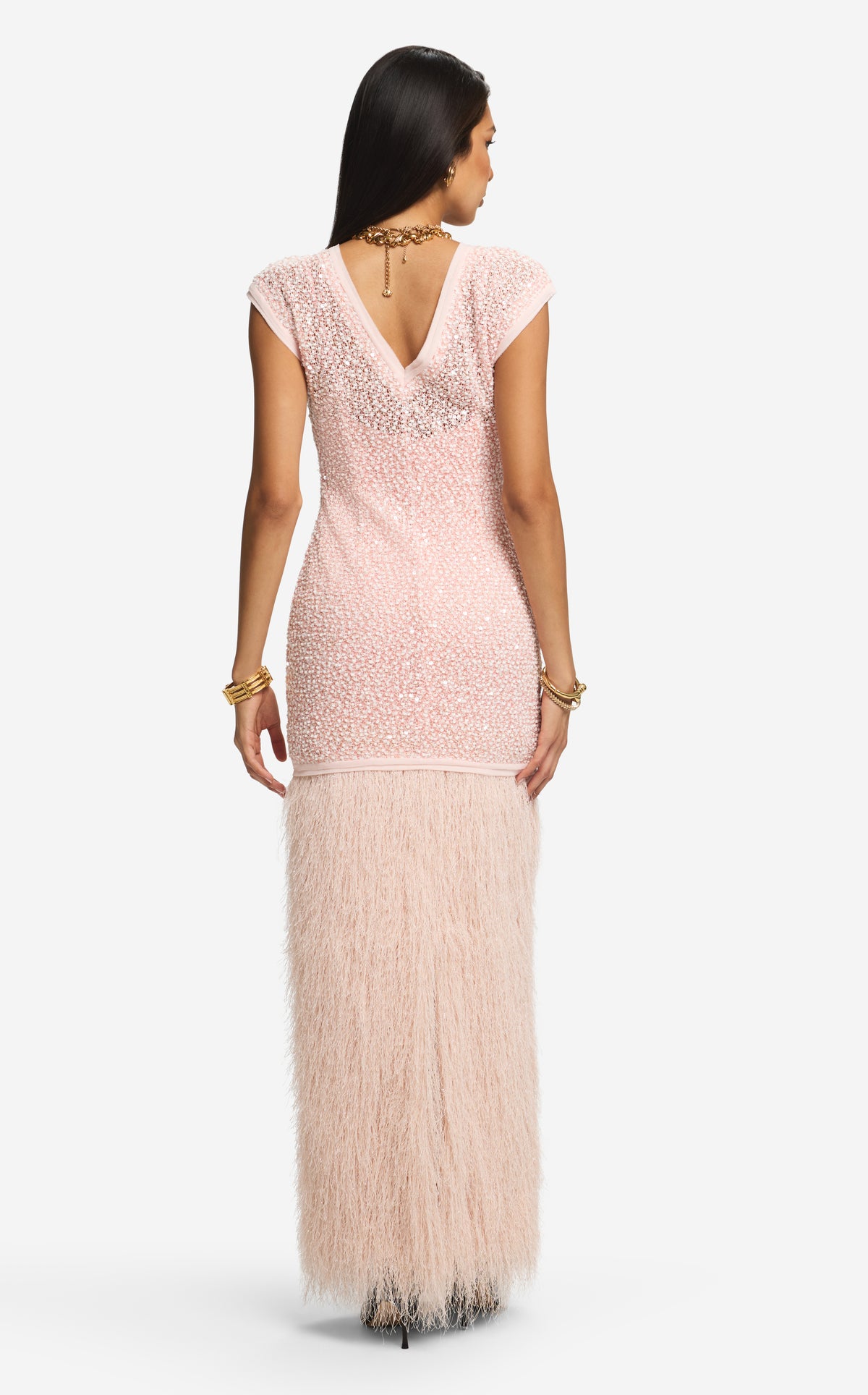 Dress in Sequin Tweed & Fringe