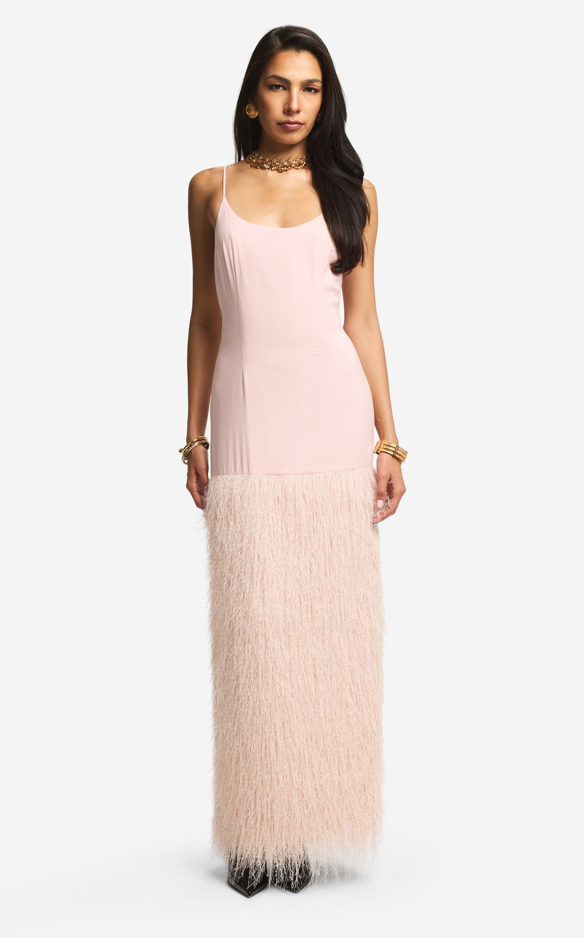 Dress in Sequin Tweed & Fringe