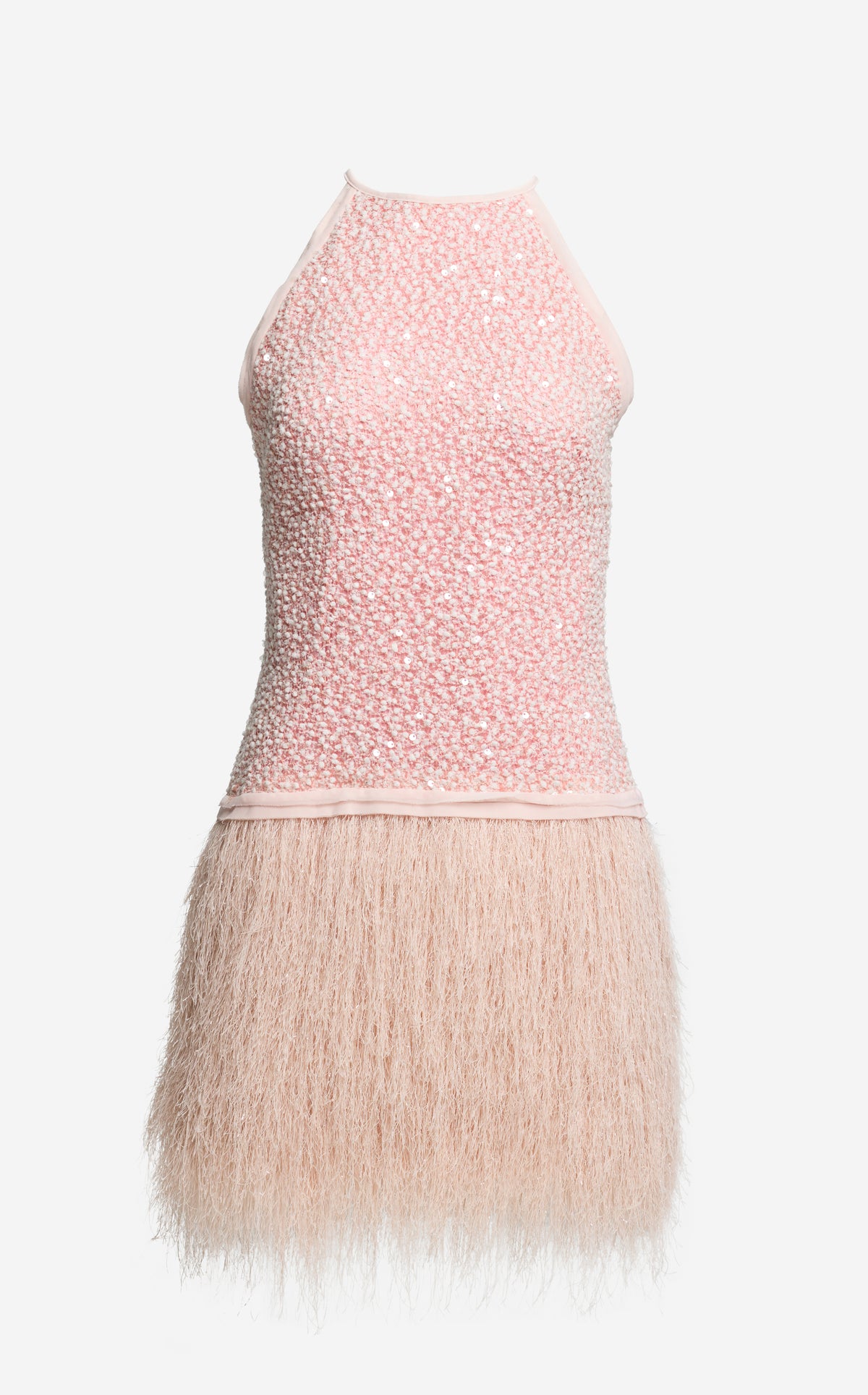 Short Dress in Sequin Tweed & Fringe