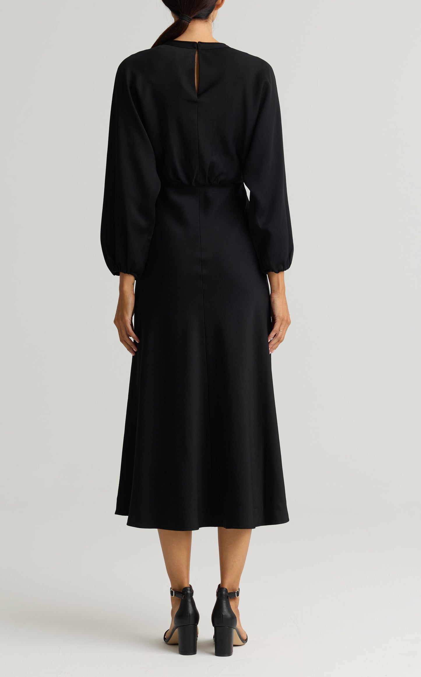 Satin Back Crepe Long Sleeve Dress