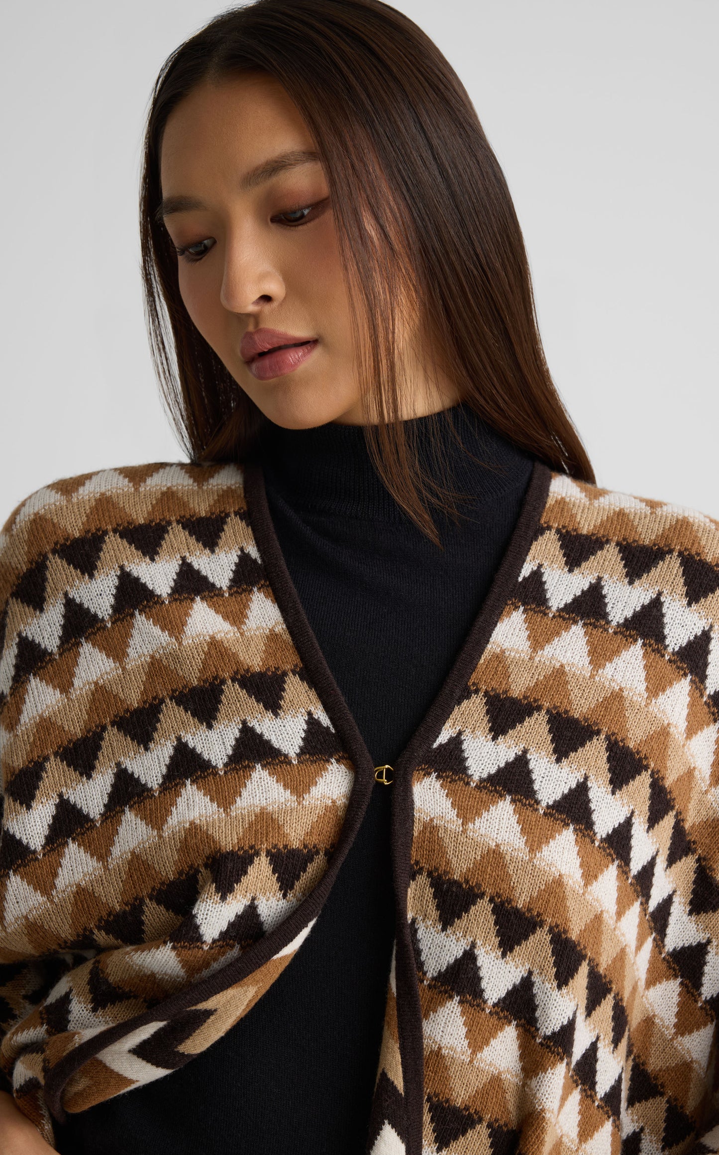 Cape In Chevron Wool Blend Knit