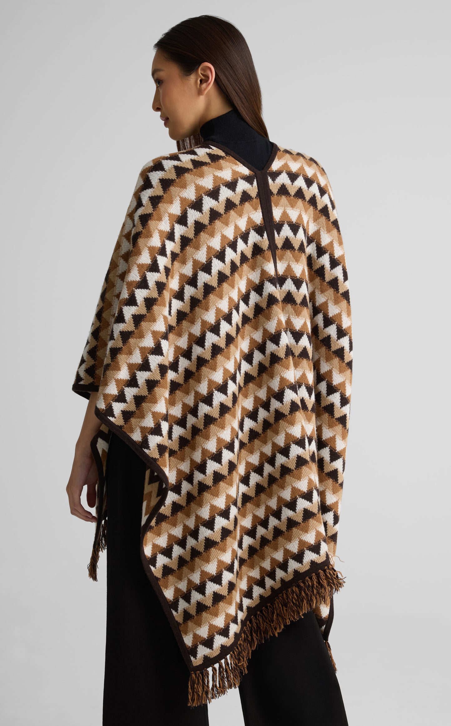 Cape In Chevron Wool Blend Knit