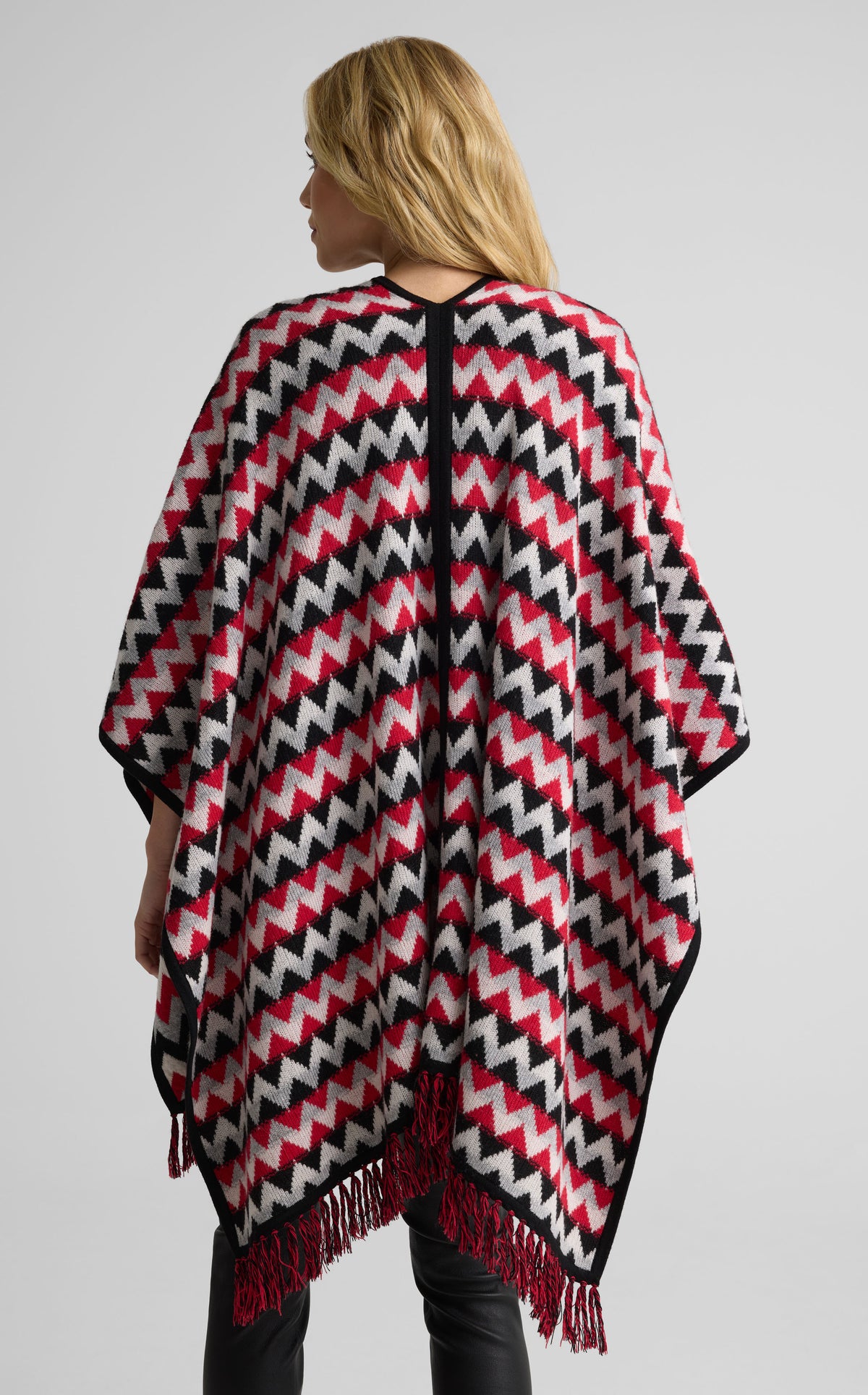 Cape In Chevron Wool Blend Knit