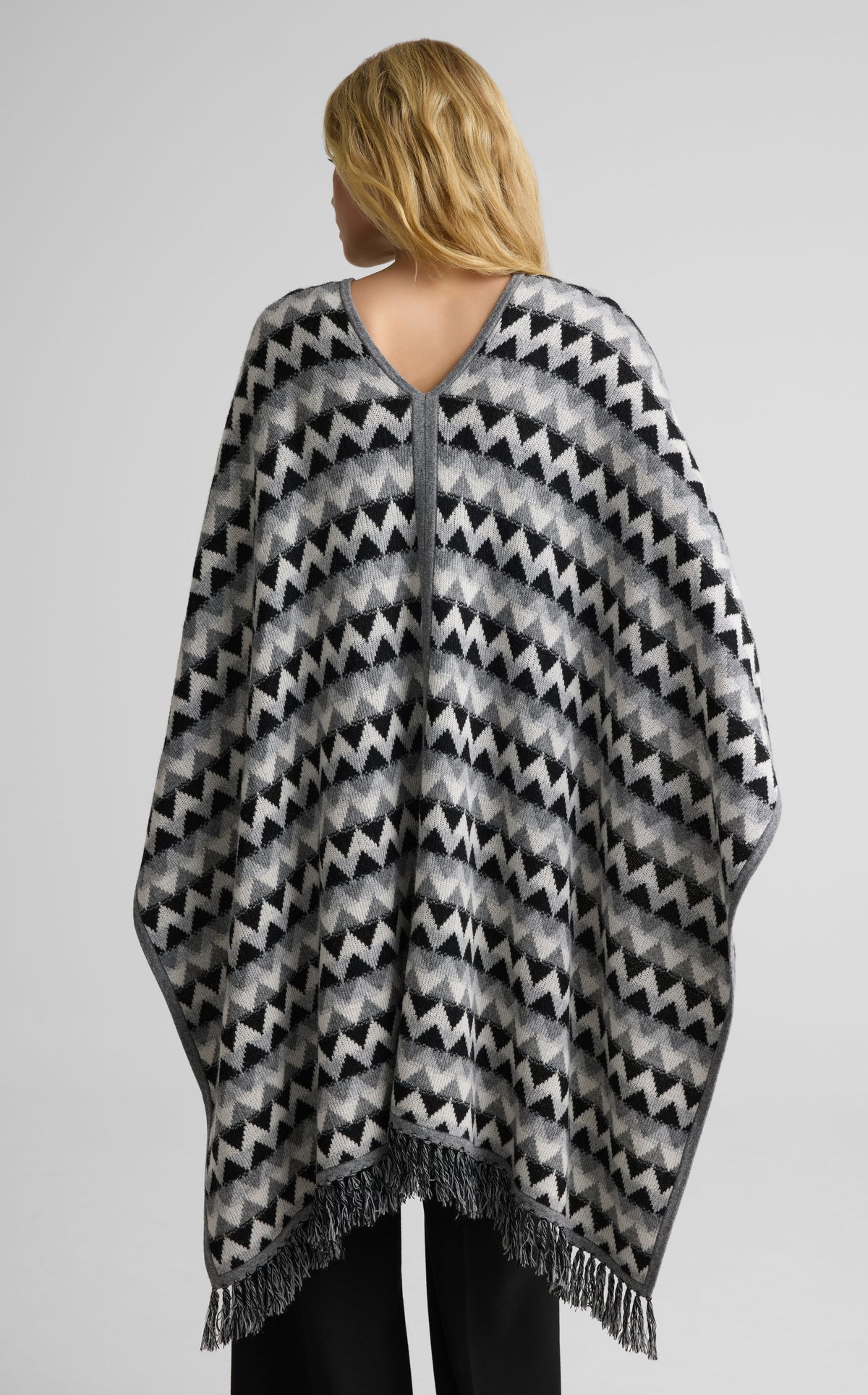 Cape In Chevron Wool Blend Knit