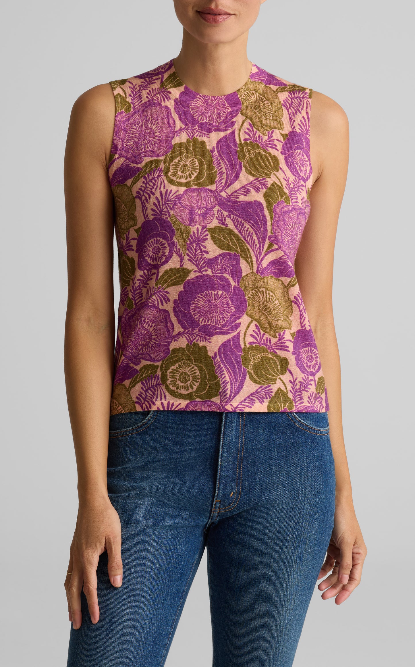 Poppy Print Knit Shell