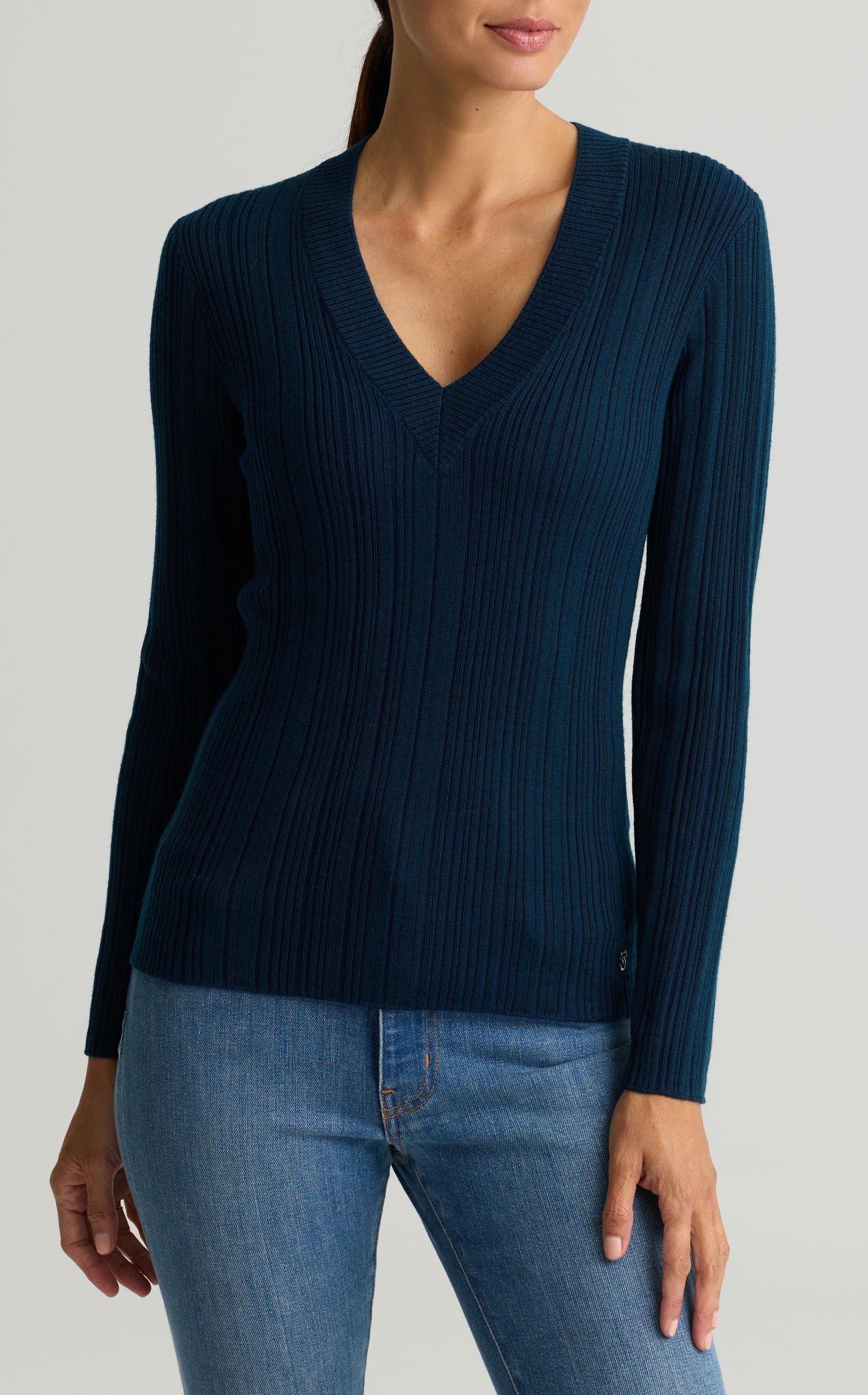 Plaited Rib V-Neck Sweater