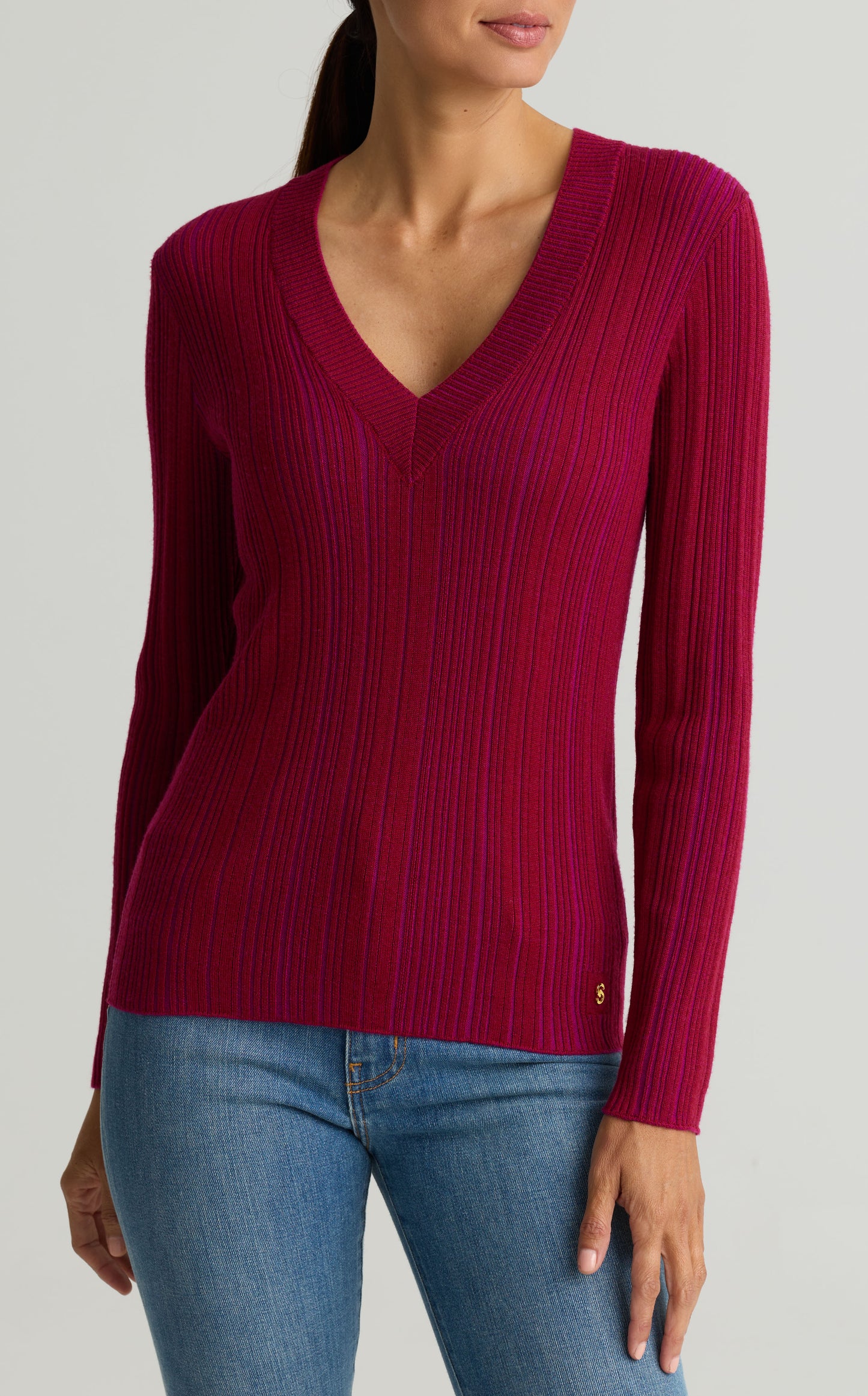 Plaited Rib V-Neck Sweater