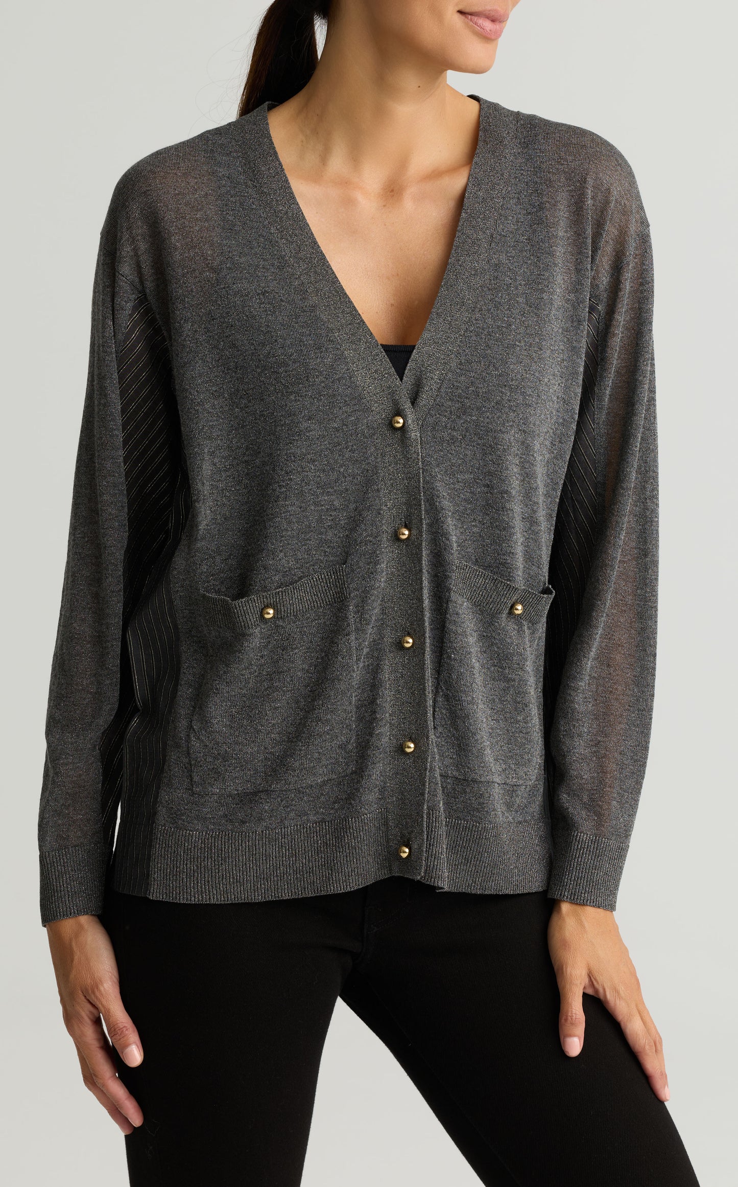 Metallic V-Neck Cardigan