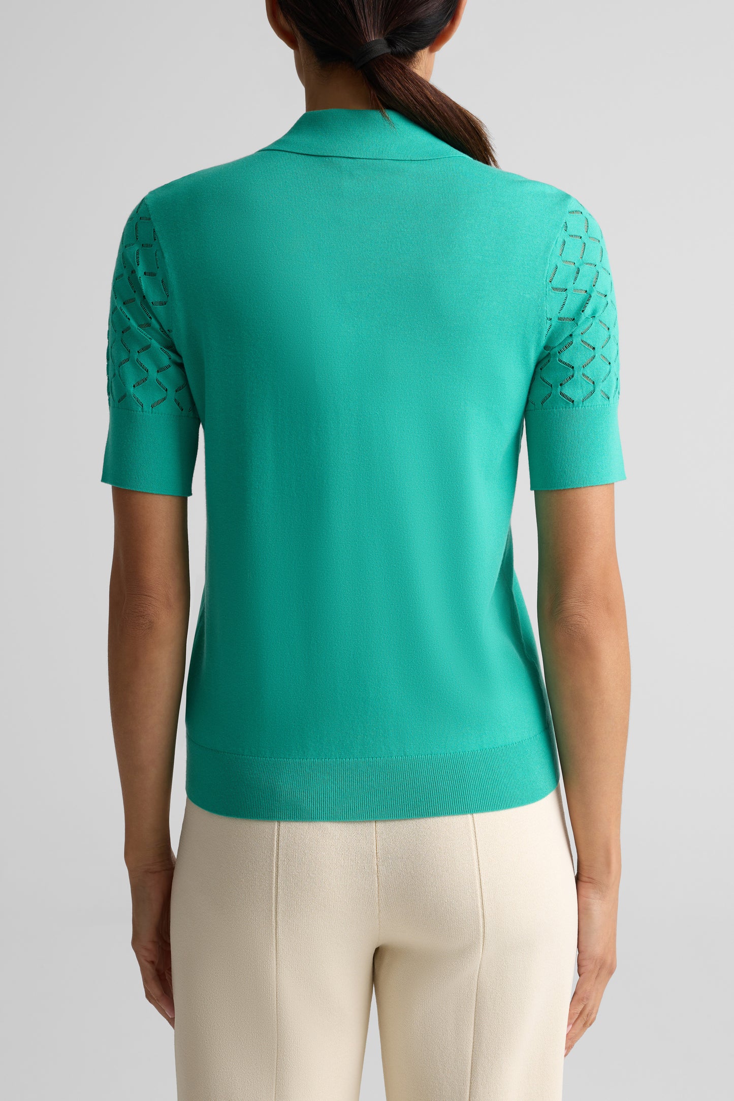 Diagonal Stretch Knit Polo Top