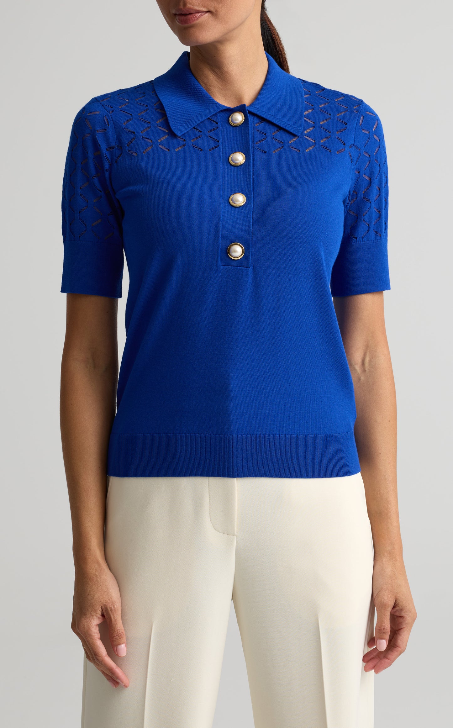 Diagonal Stretch Knit 3/4 Top