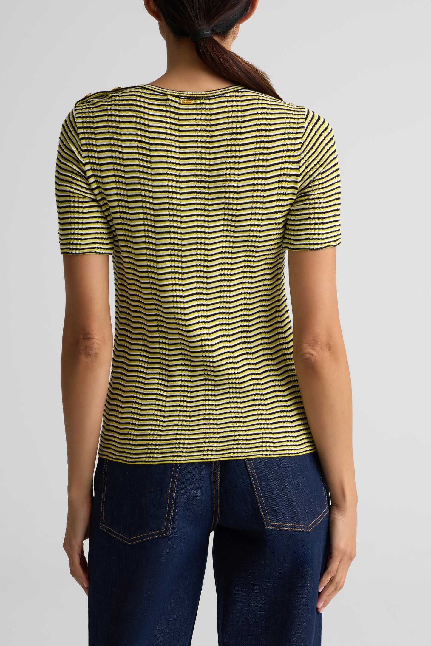 Color Reverse Rib Knit Short Sleeve Top