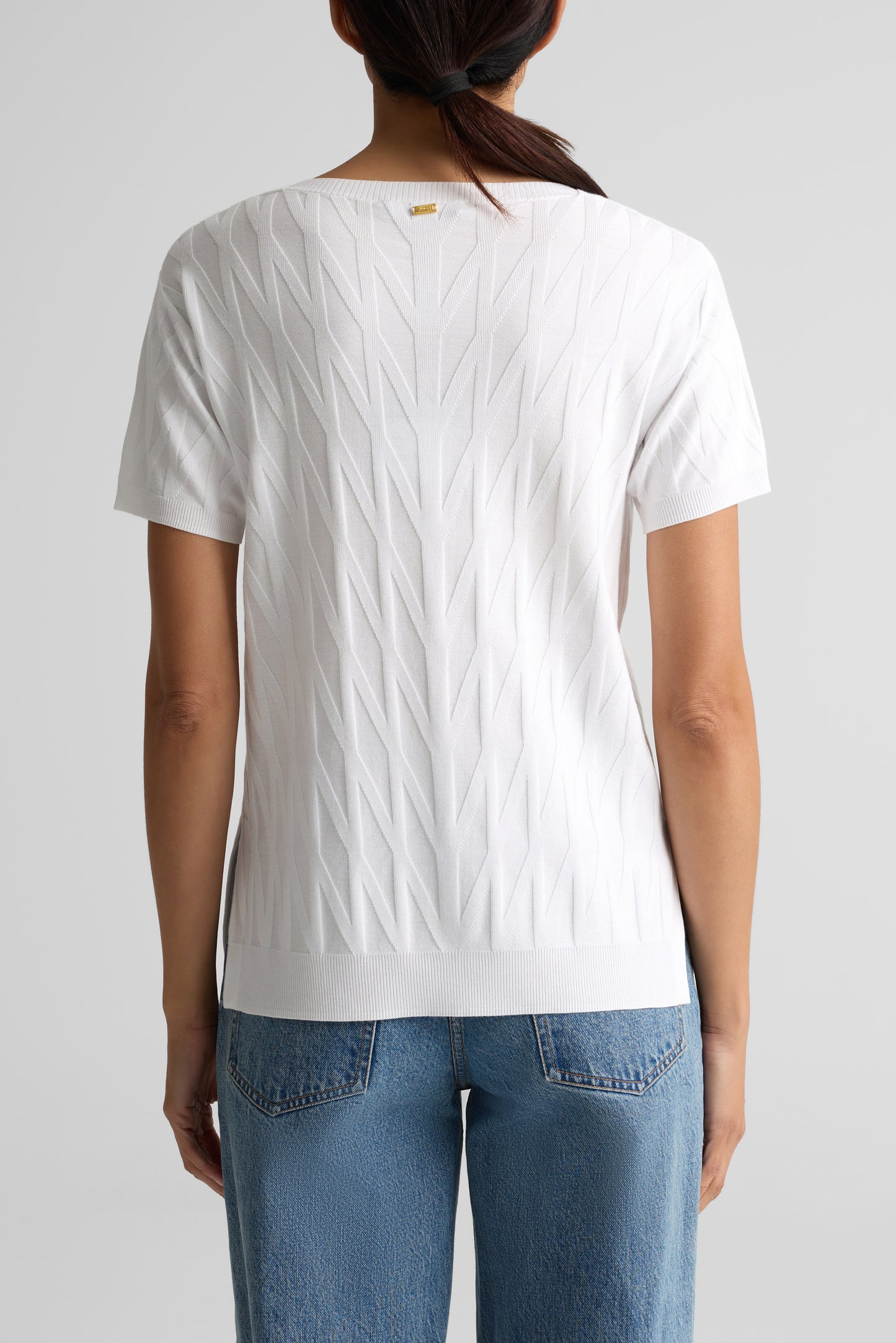 Raised Stretch Knit Short Sleeve Top