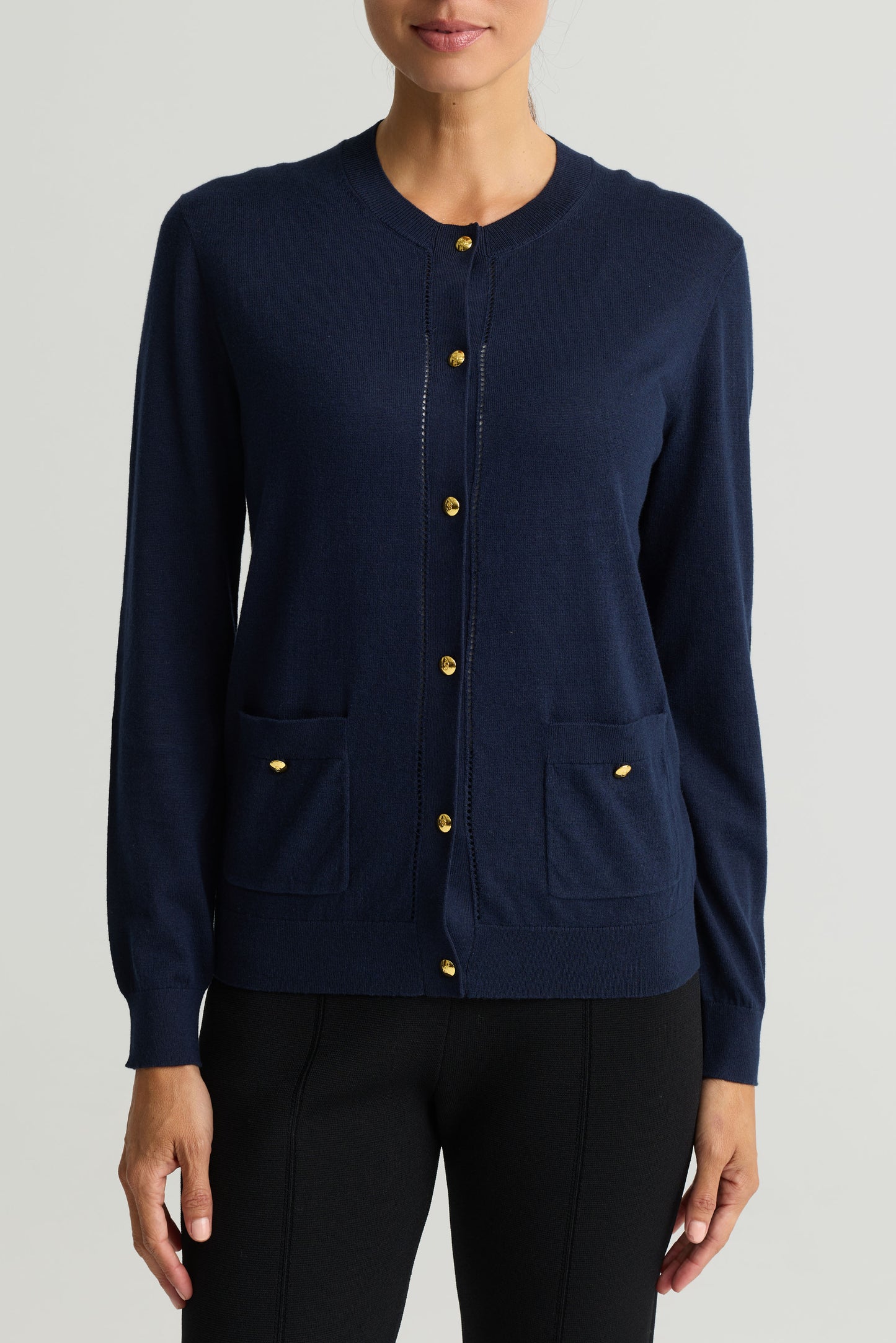 Fine Gauge Cotton Blend Cardigan