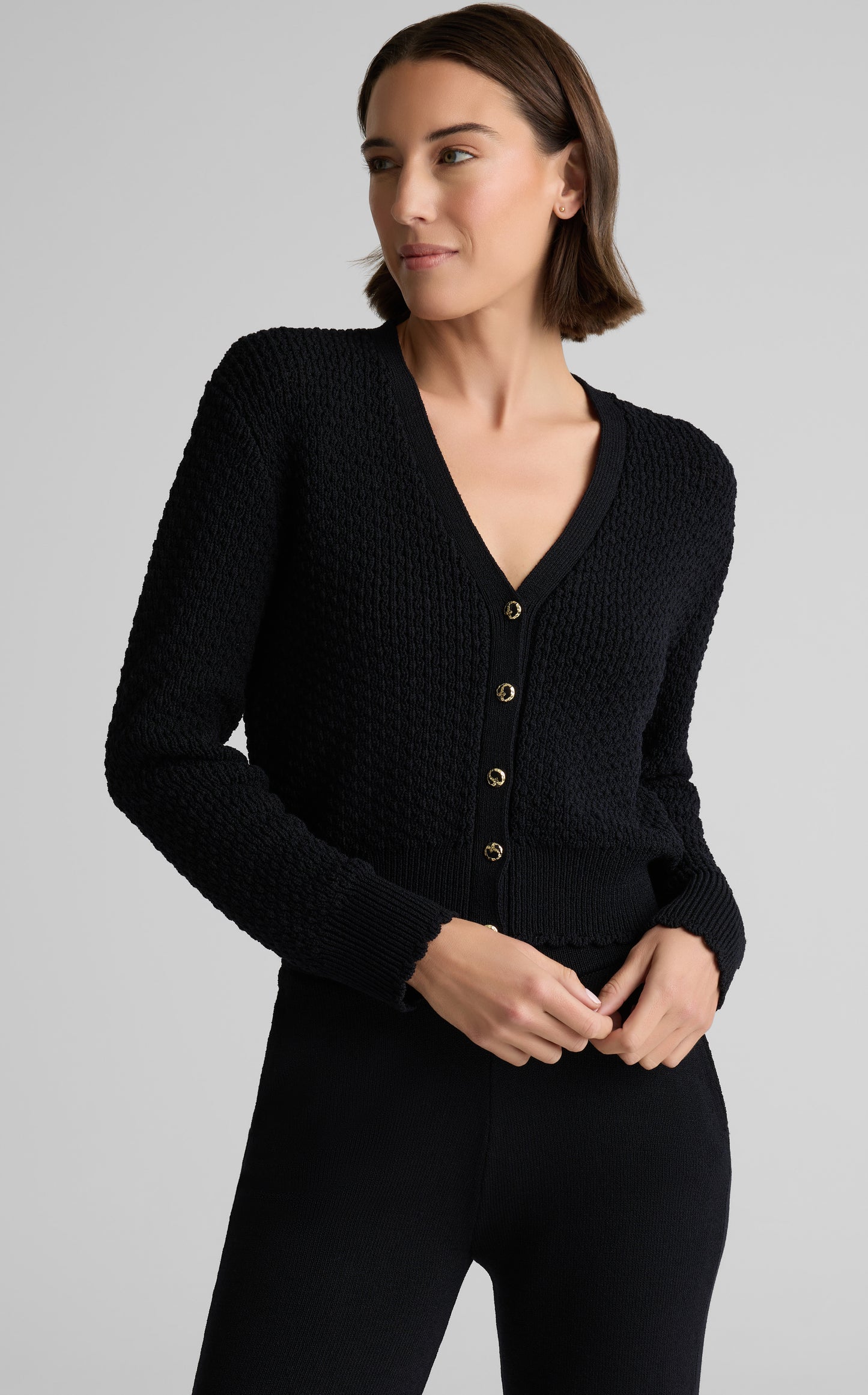 Melody Cardigan in Perlé Crepe Knit