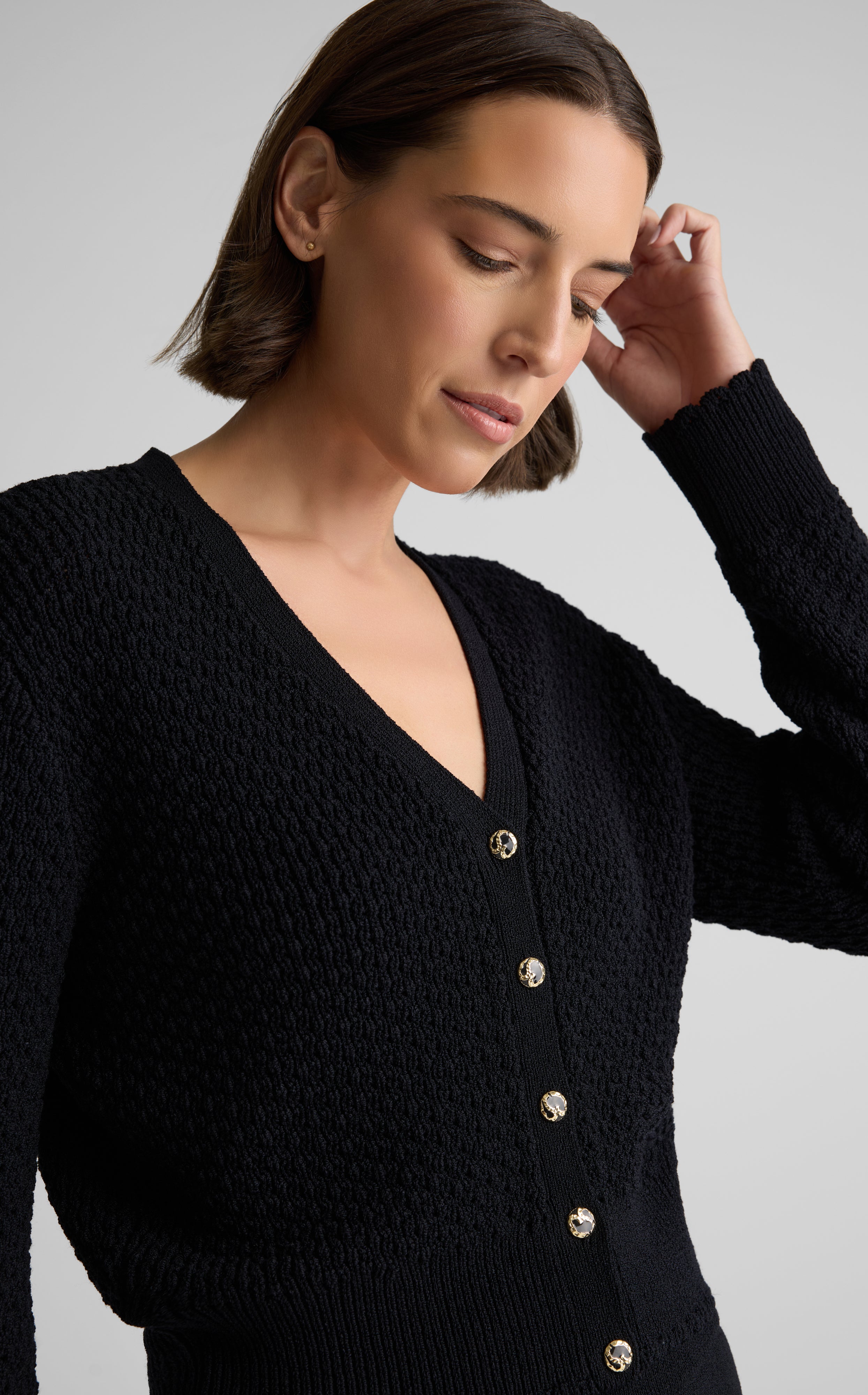 Melody Cardigan in Perlé Crepe Knit | St. John Knits