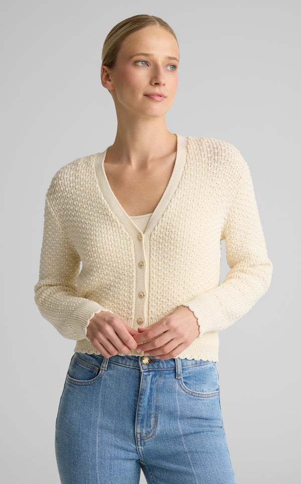 Melody Cardigan in Perlé Crepe Knit