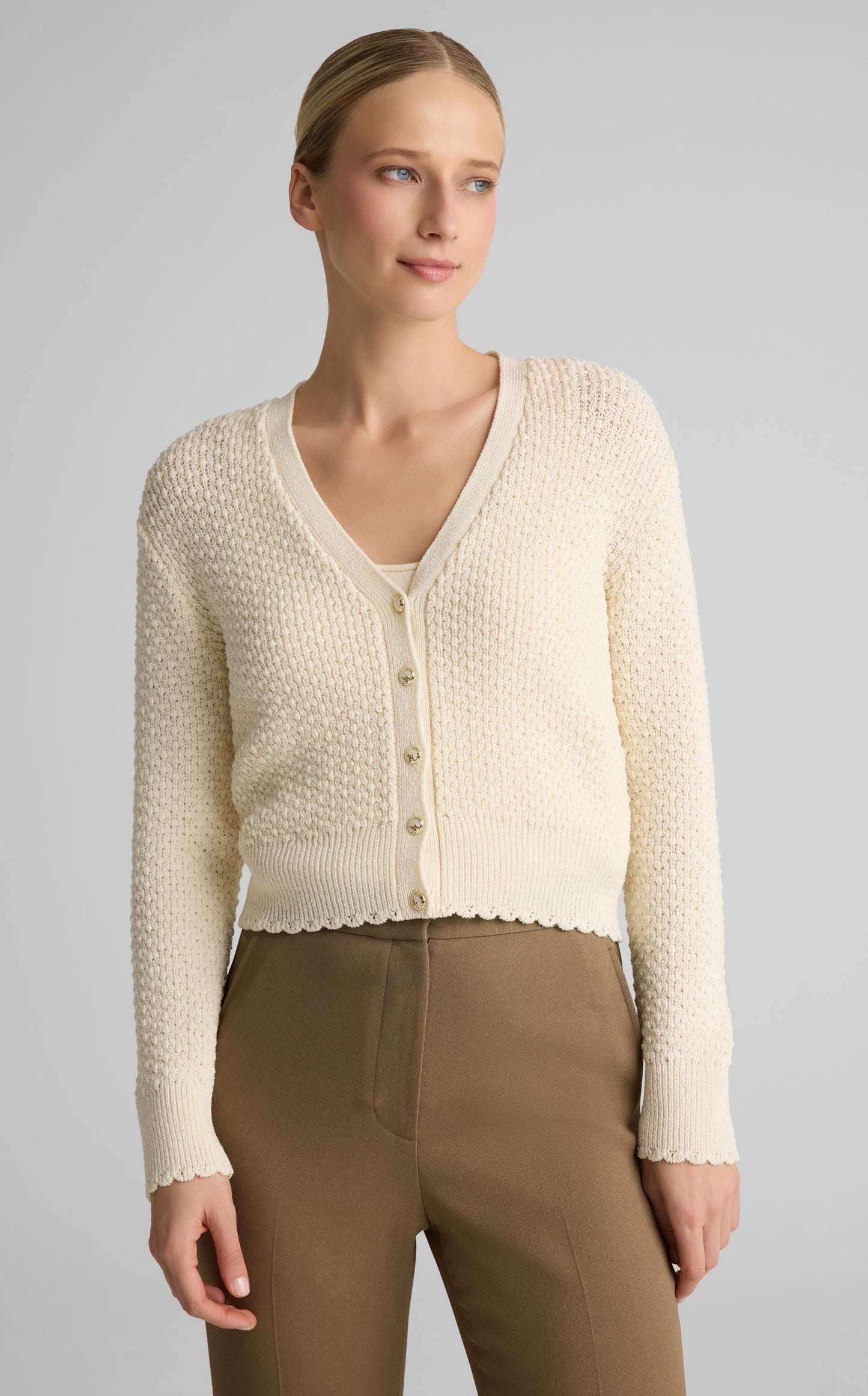 Melody Cardigan in Perlé Crepe Knit