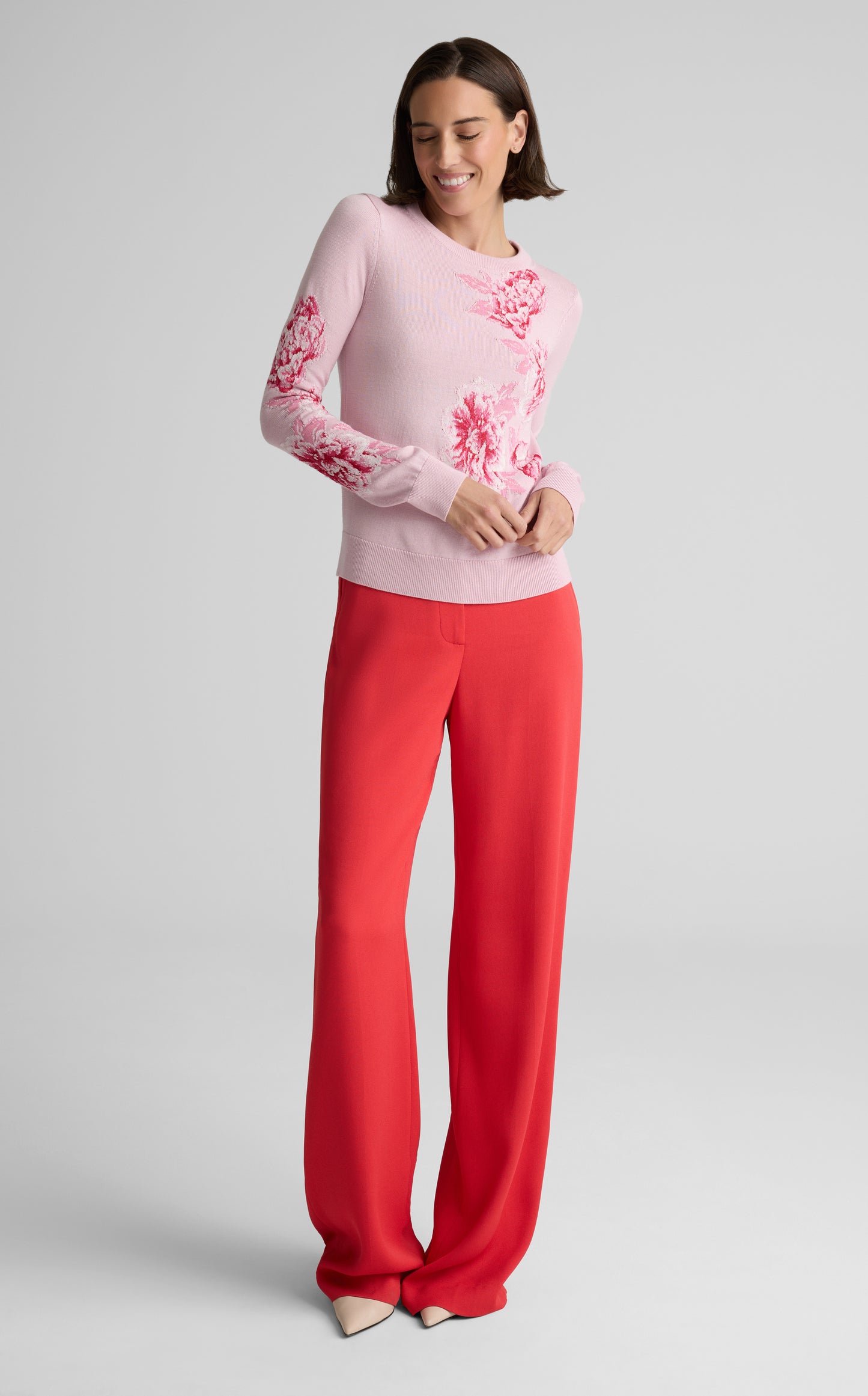Marjorie Sweater In Peony Merino Silk