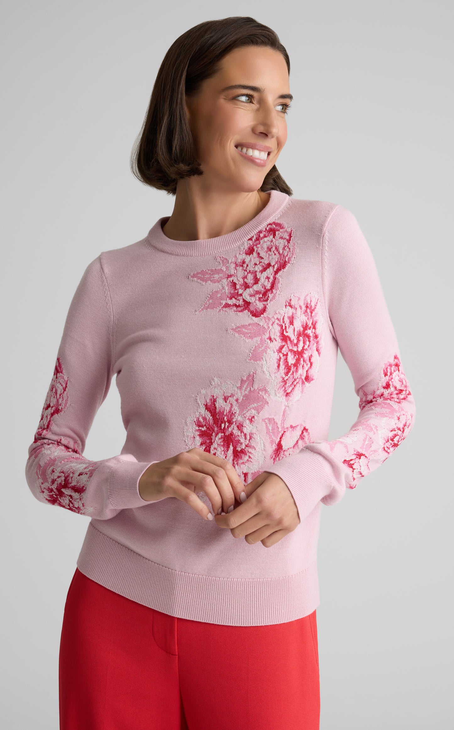 Marjorie Sweater In Peony Merino Silk