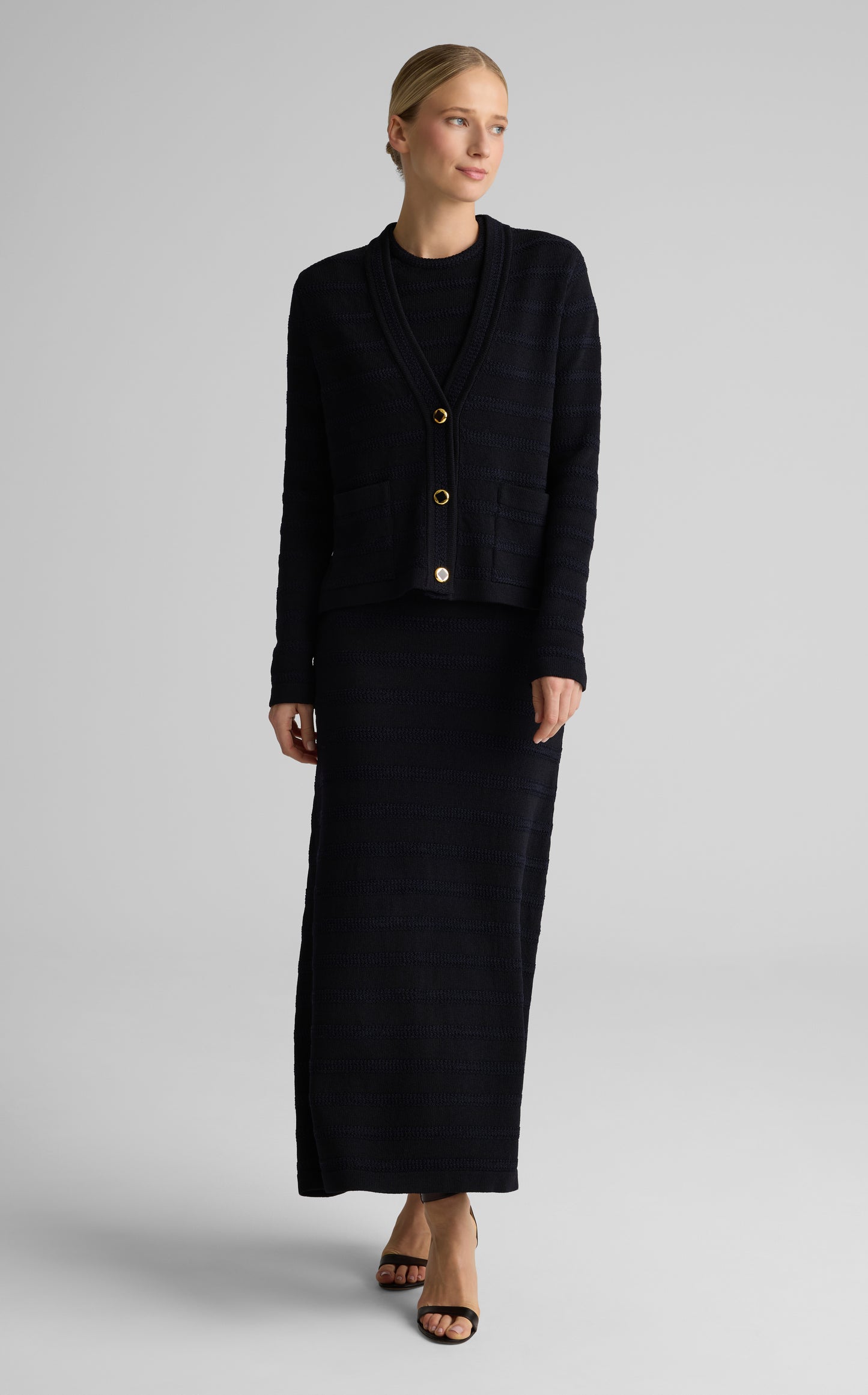 Janice Cardigan In Breton Stripe Knit