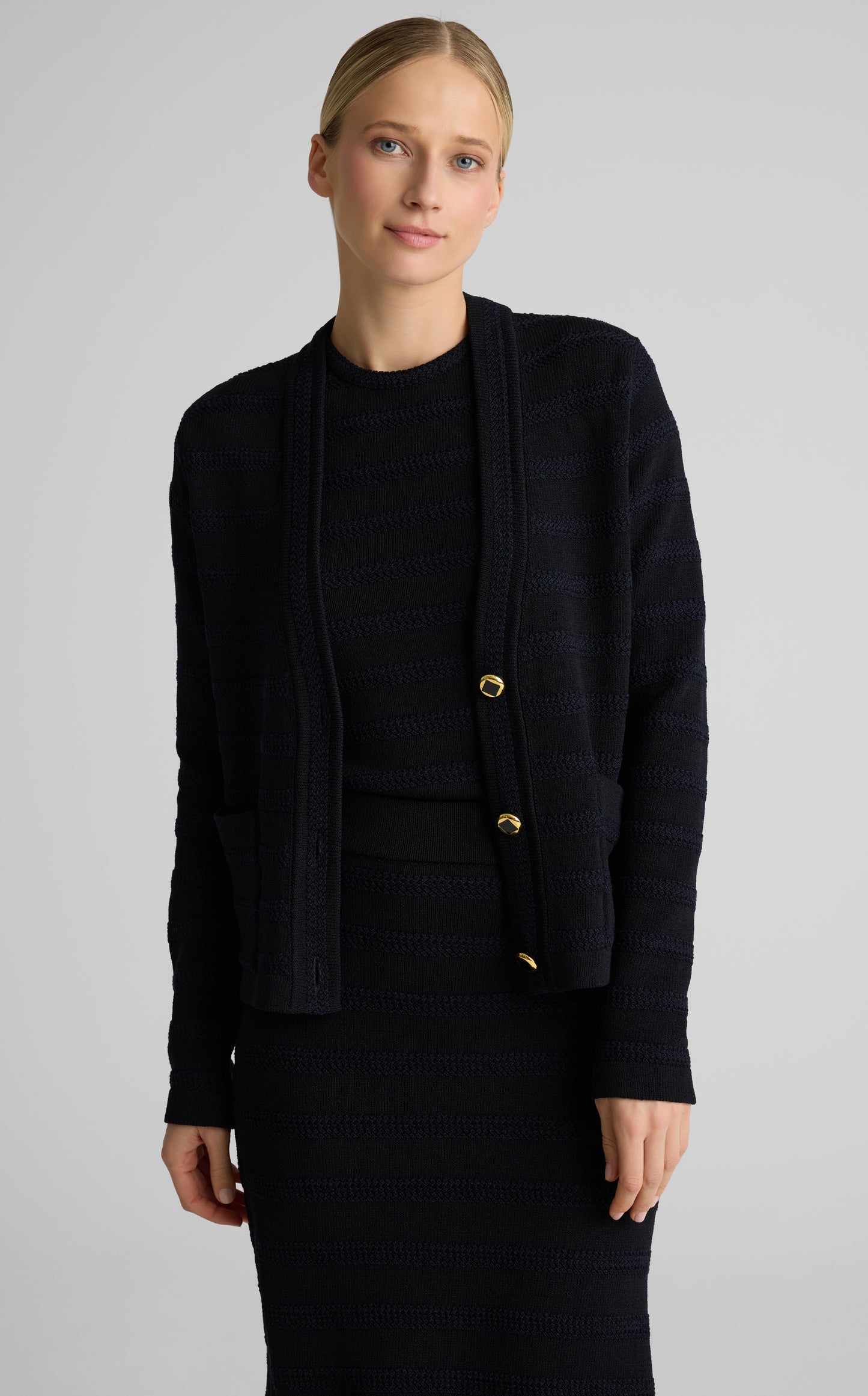 Janice Cardigan In Breton Stripe Knit