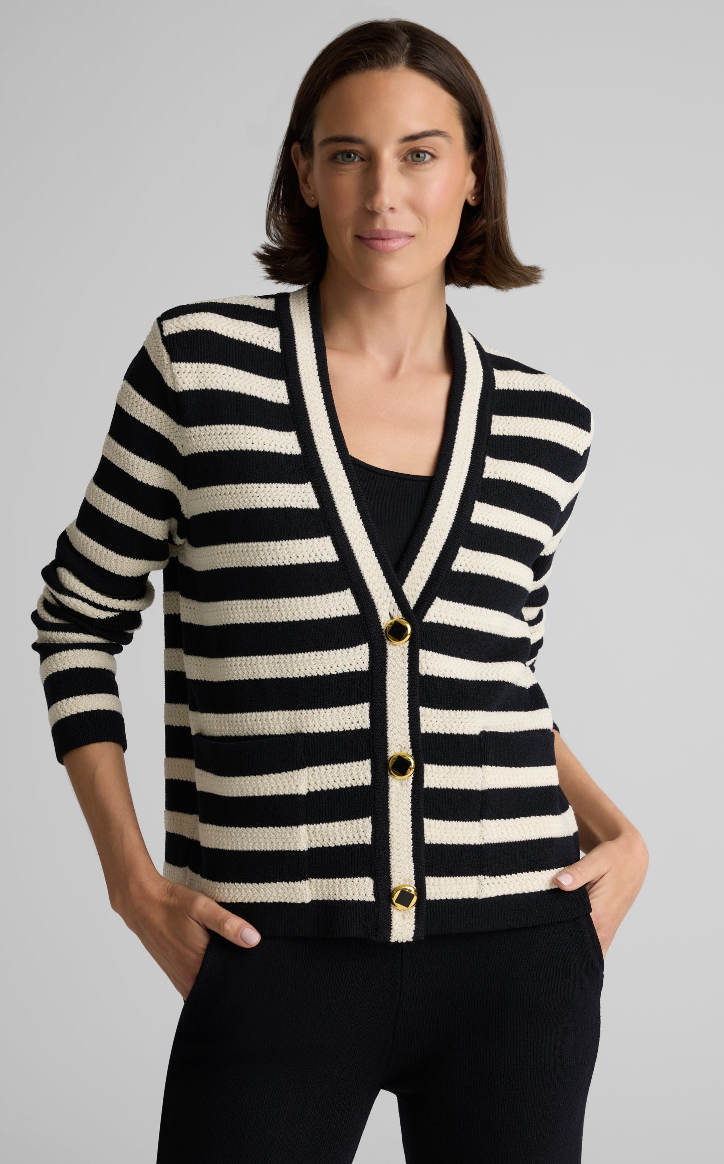 Janice Cardigan In Breton Stripe Knit