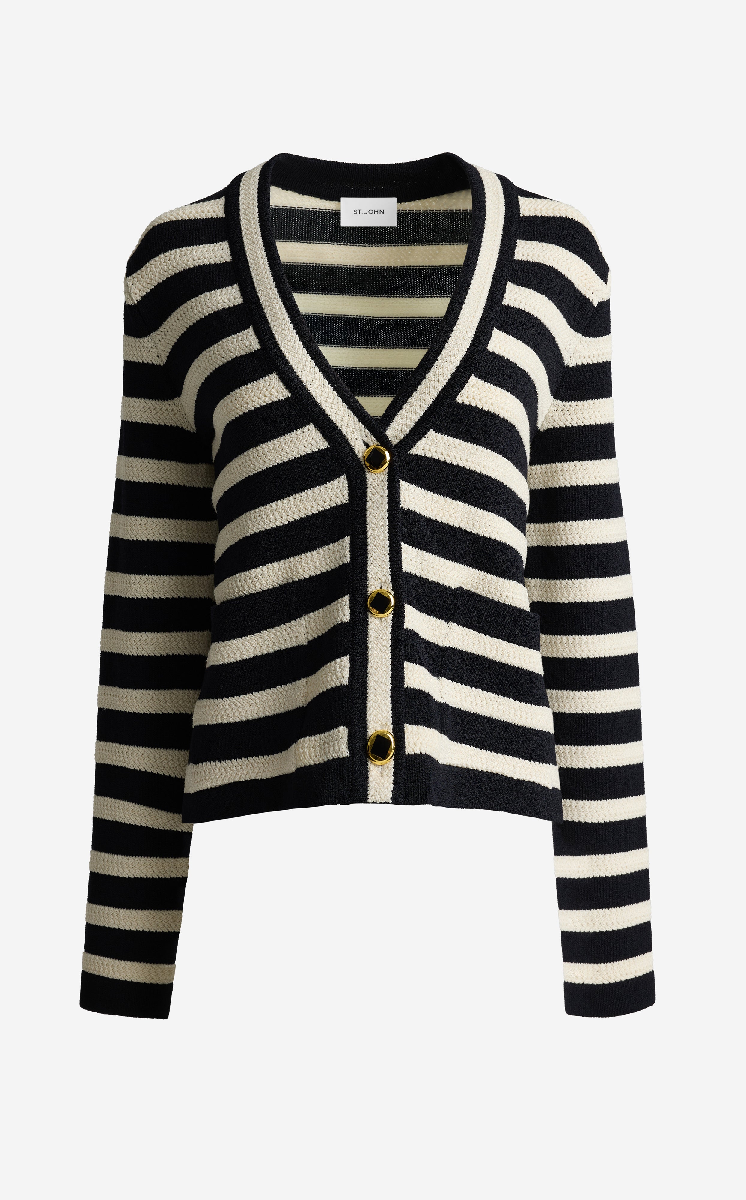 Janice Cardigan In Breton Stripe Knit | St. John Knits