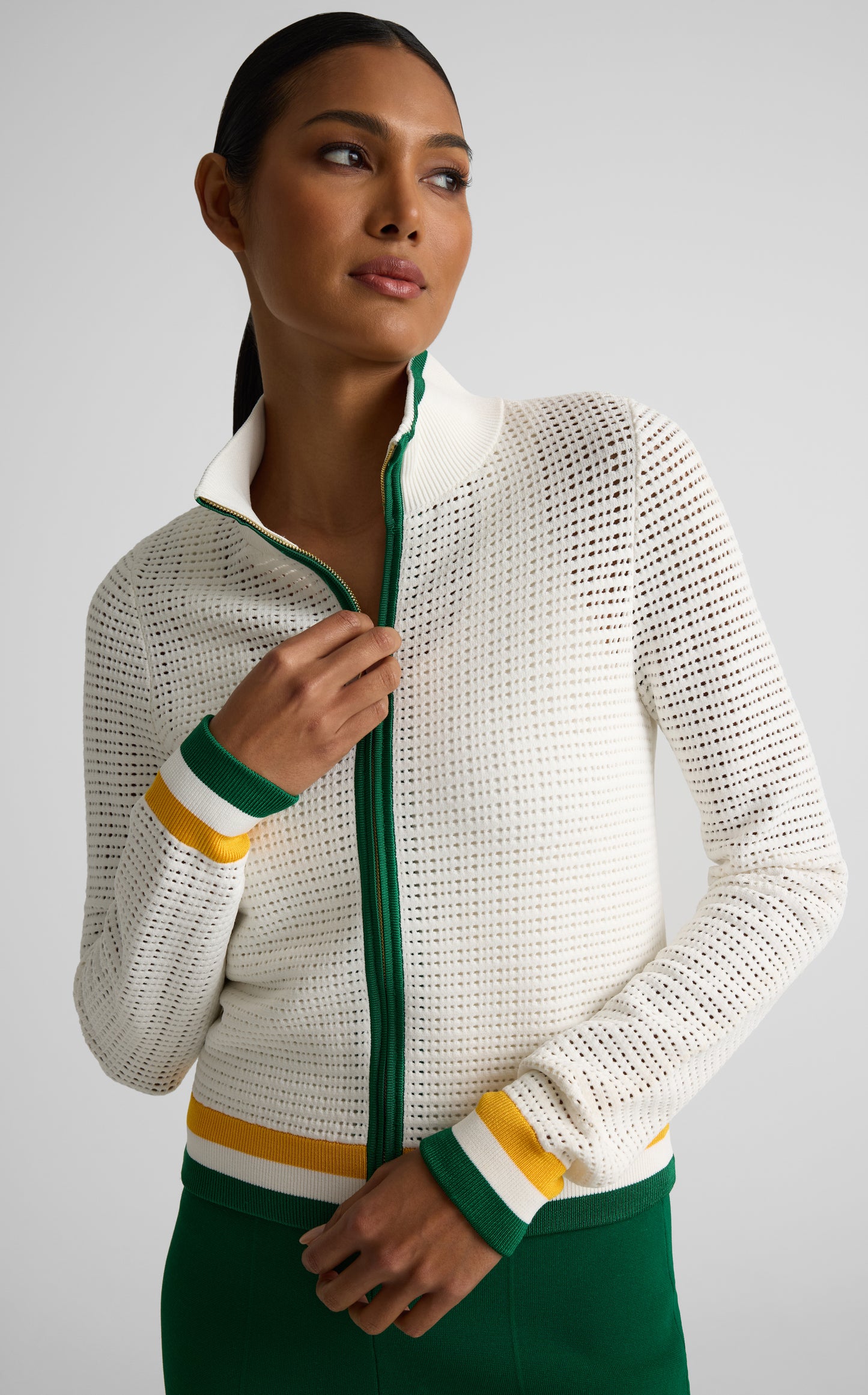 Savannah Sweater In Geometric Pointelle Knit