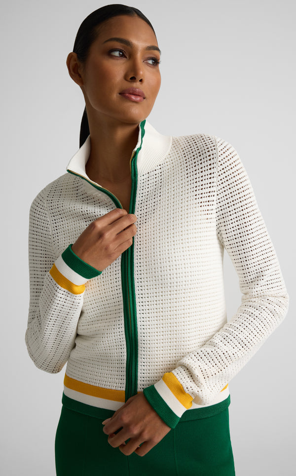 Savannah Sweater In Geometric Pointelle Knit