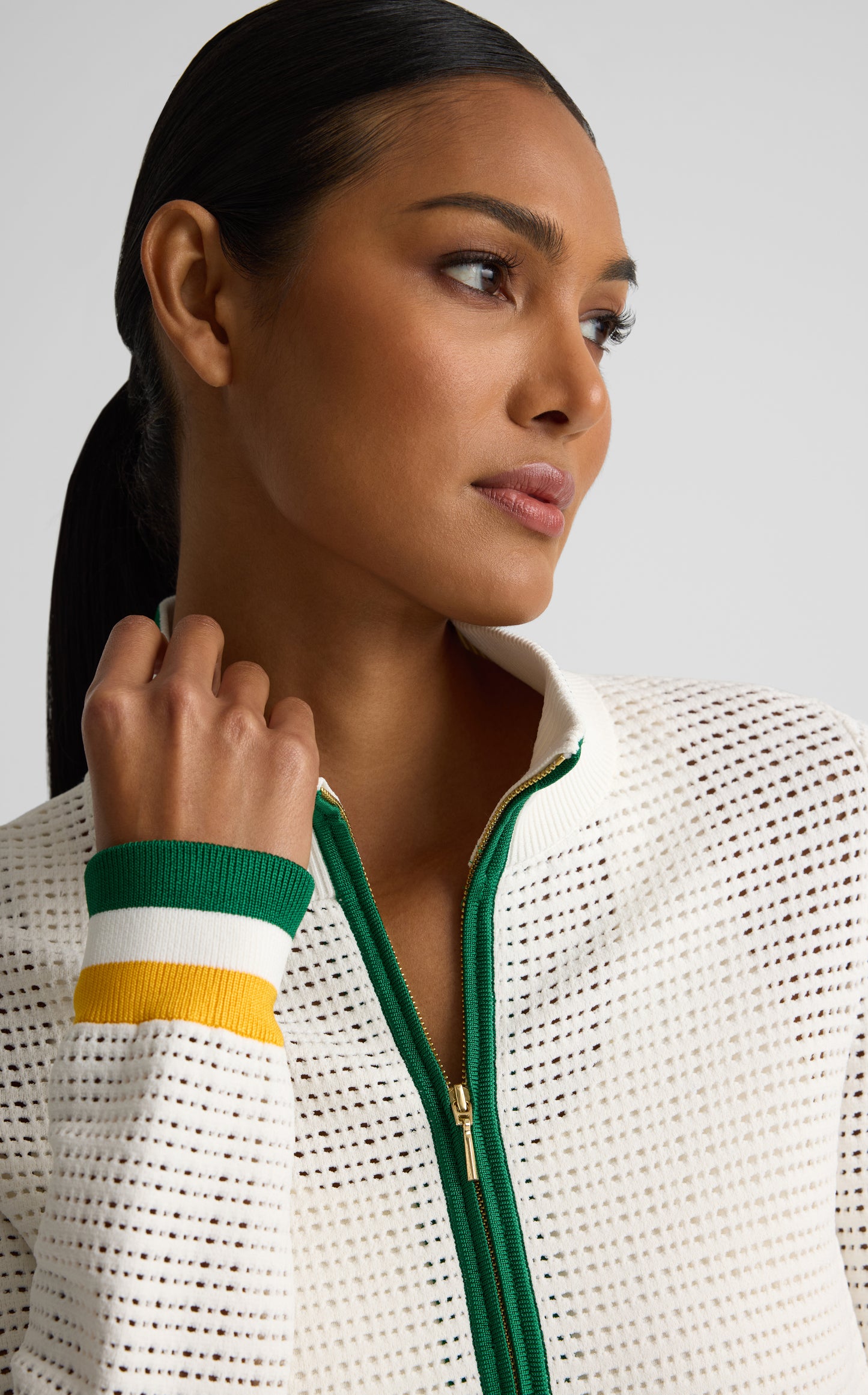 Savannah Sweater In Geometric Pointelle Knit