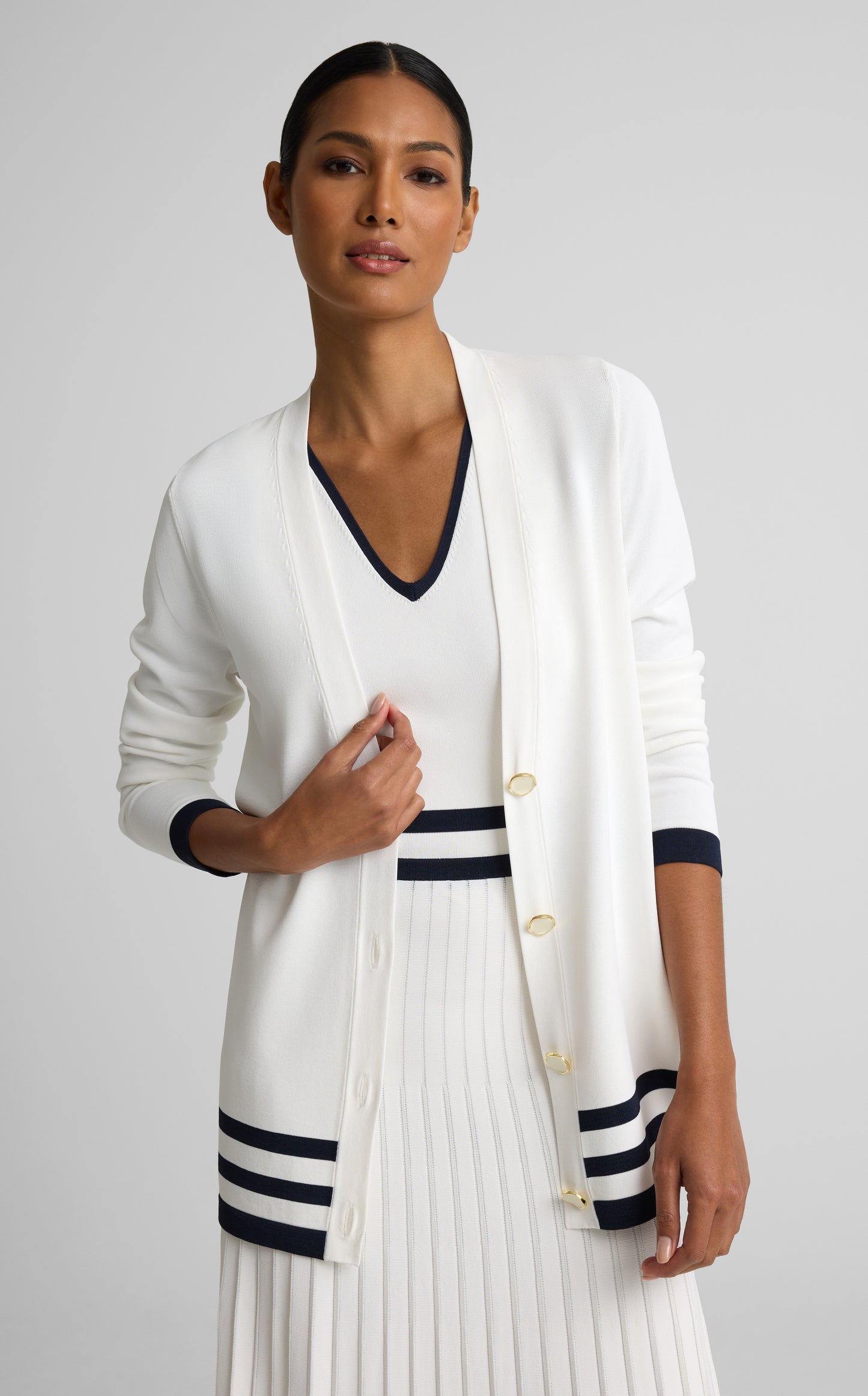Meredith Cardigan In Riviera Crepe Knit