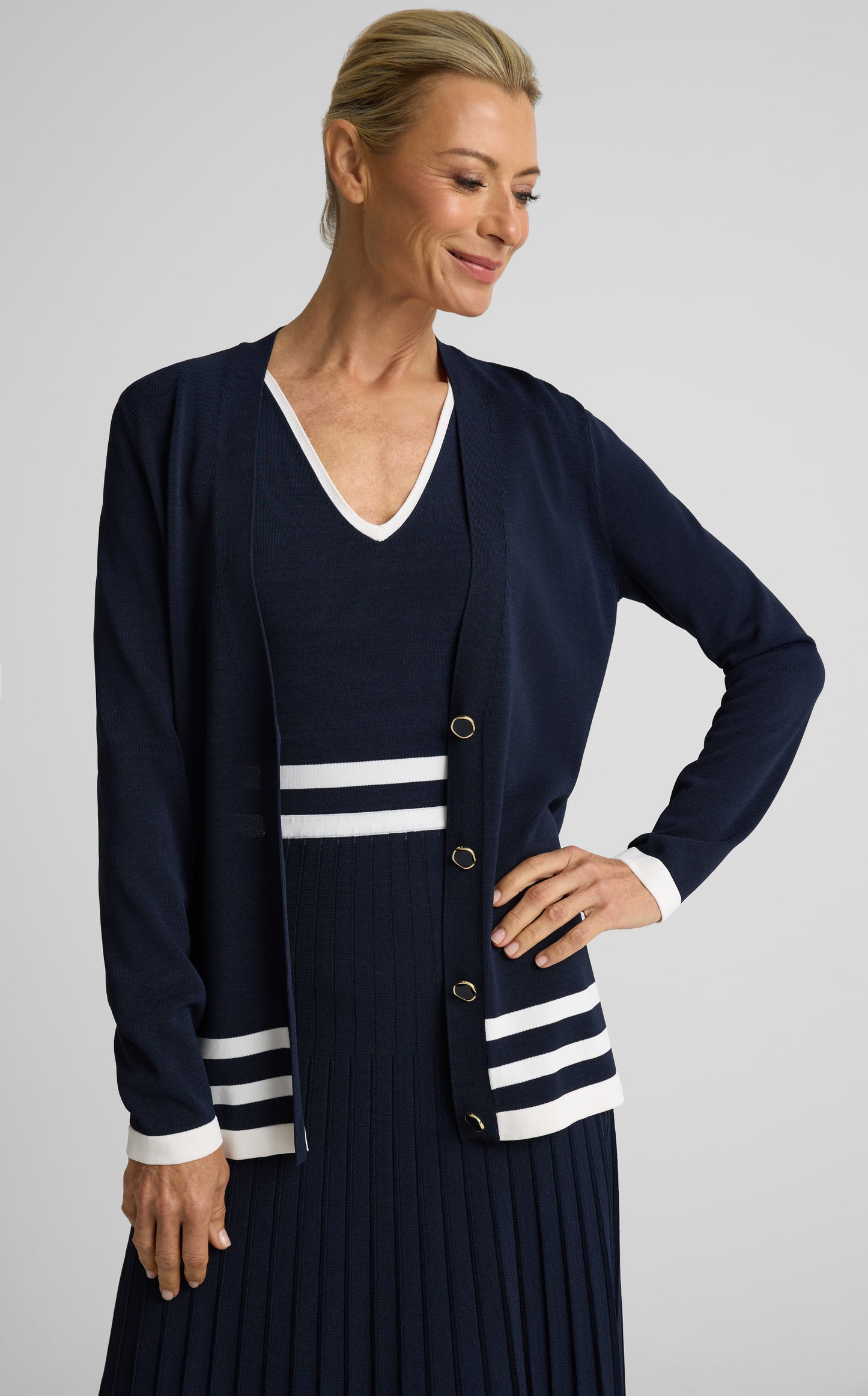 Meredith Cardigan In Riviera Crepe Knit