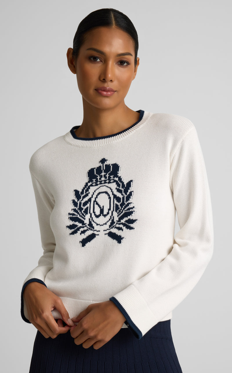 Tabitha Sweater In Lightweight Cotton Knit With Vintage Crest