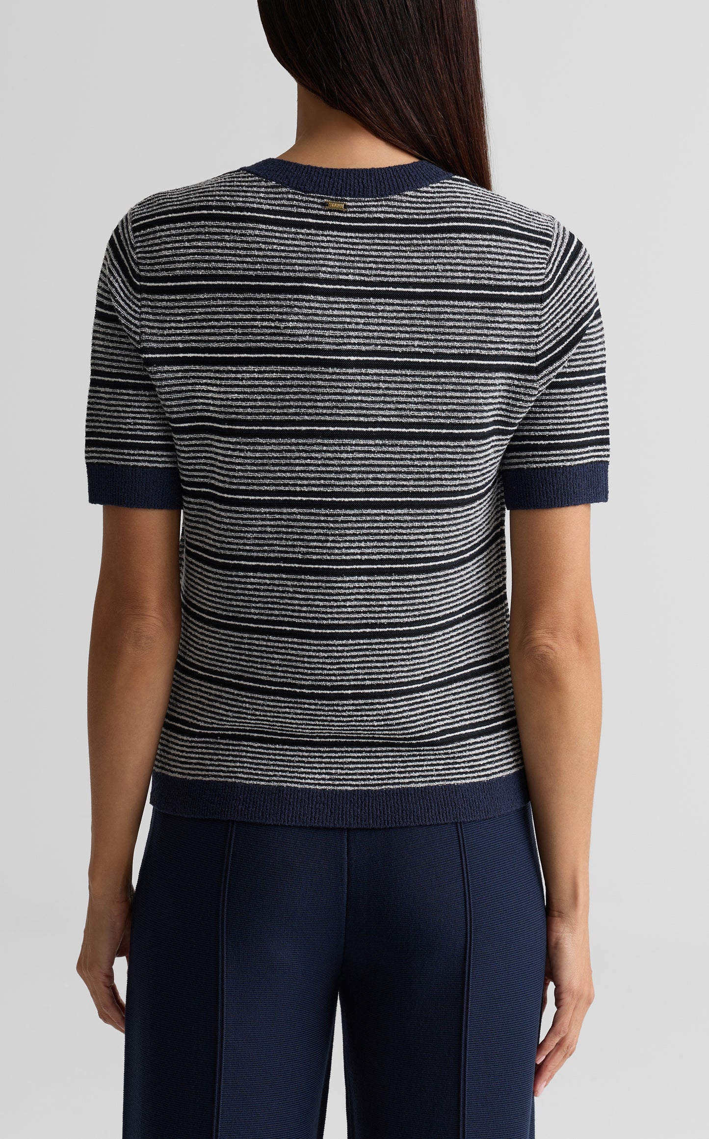 Striped Short Sleeve Knit Cardigan