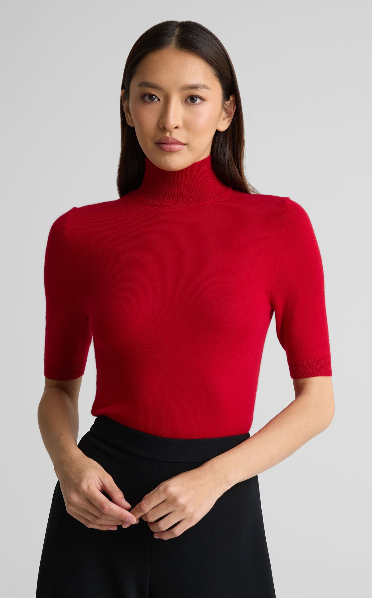 Mock Neck Sweater In Fine Gauge Cashmere